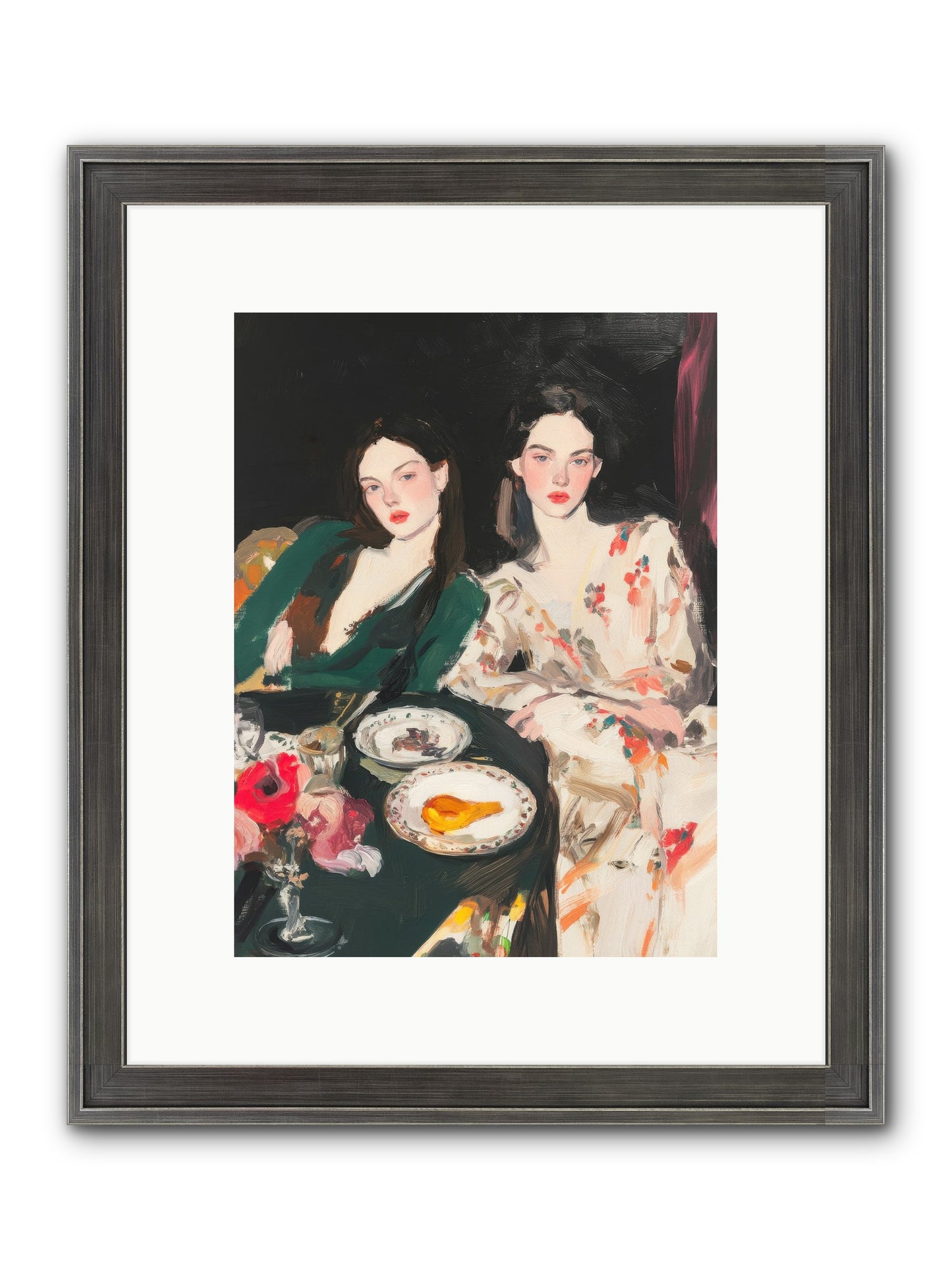 Café Confidants Framed Print - Slimwoods Black/Silver 9x12