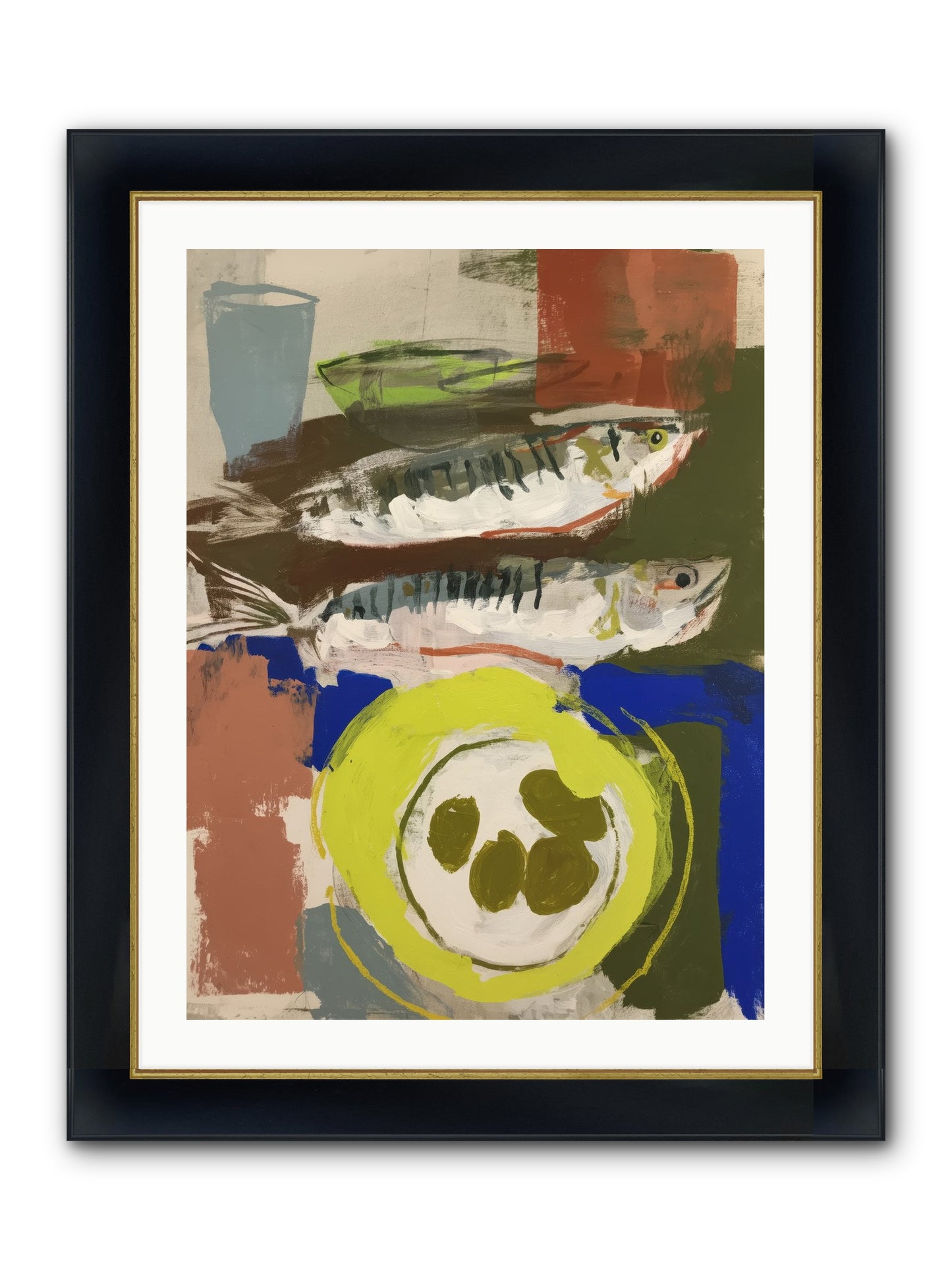 Café Reverie Framed Print - Wide Black w/Gold 24x32