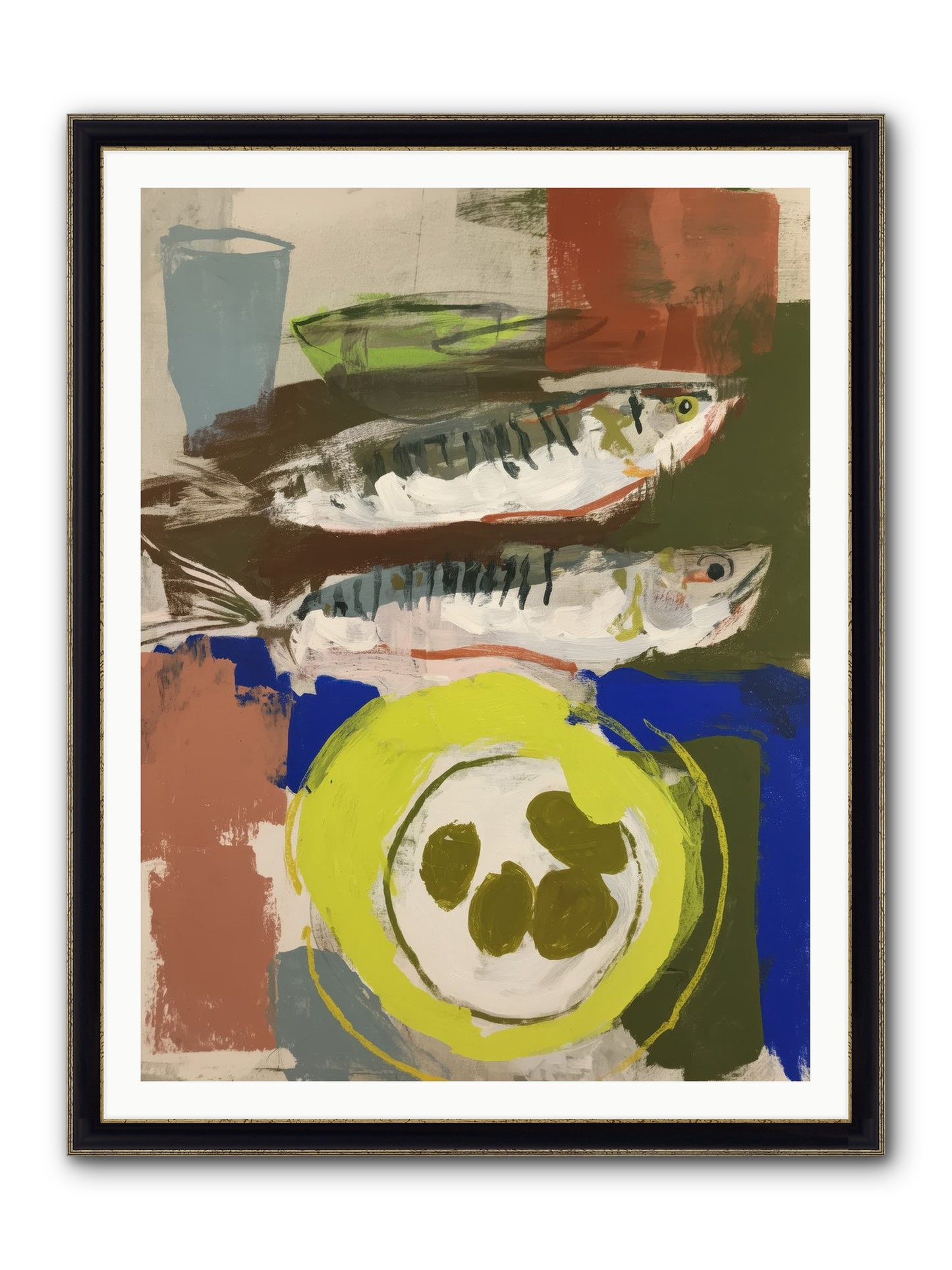 Café Reverie Framed Print - Black & Gold 36x48