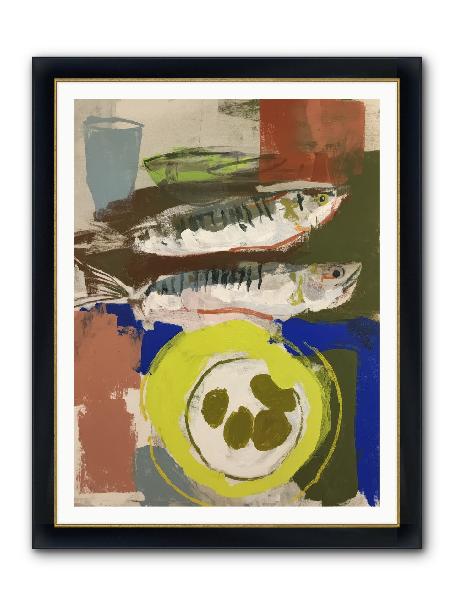 Café Reverie Framed Print - Wide Black w/Gold 36x48