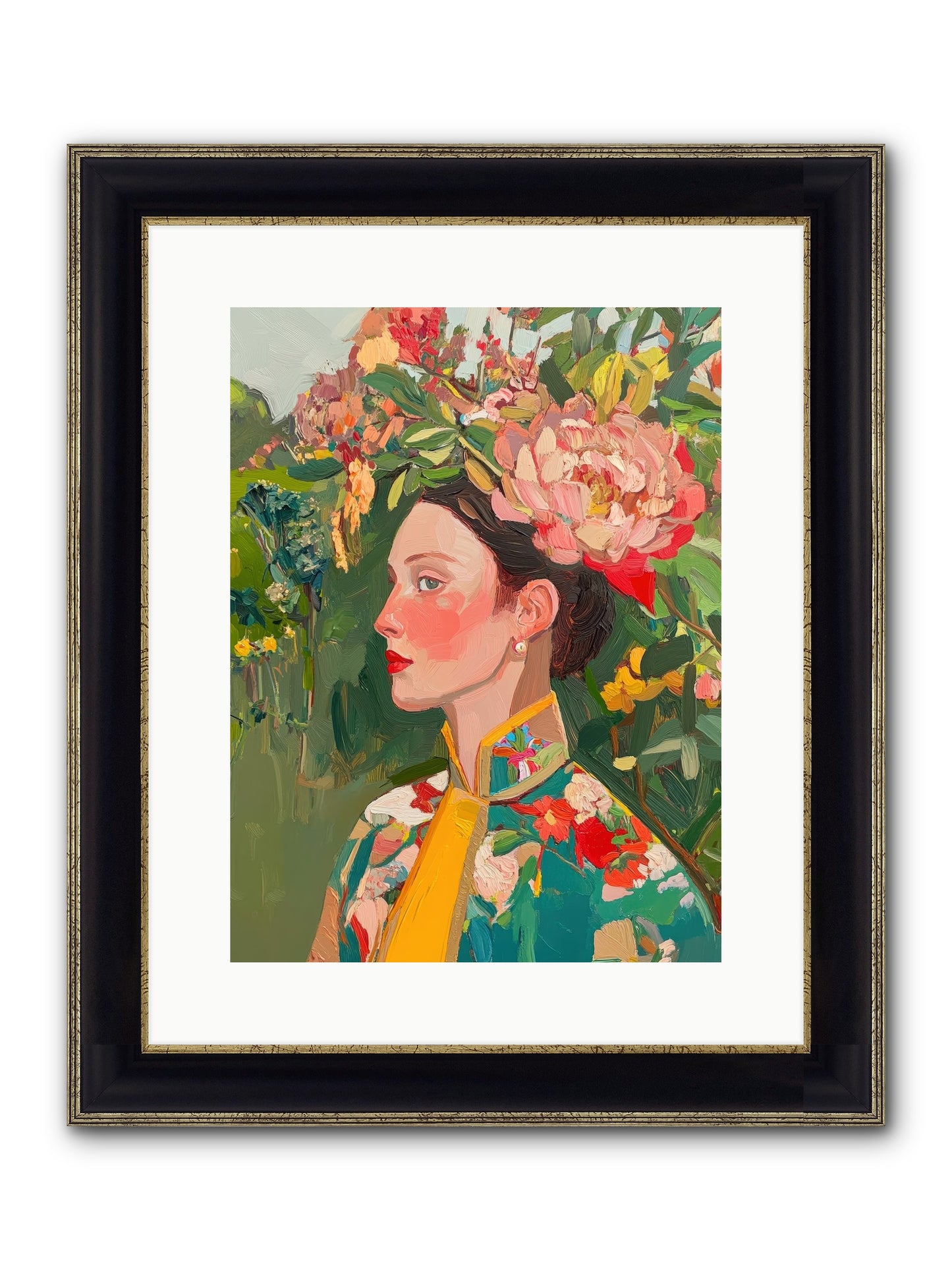 Calla Ravensong Framed Print - Black & Gold 12x16