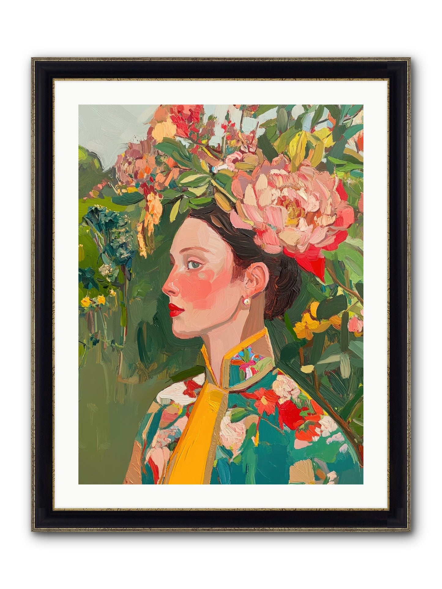 Calla Ravensong Framed Print - Black & Gold 24x32