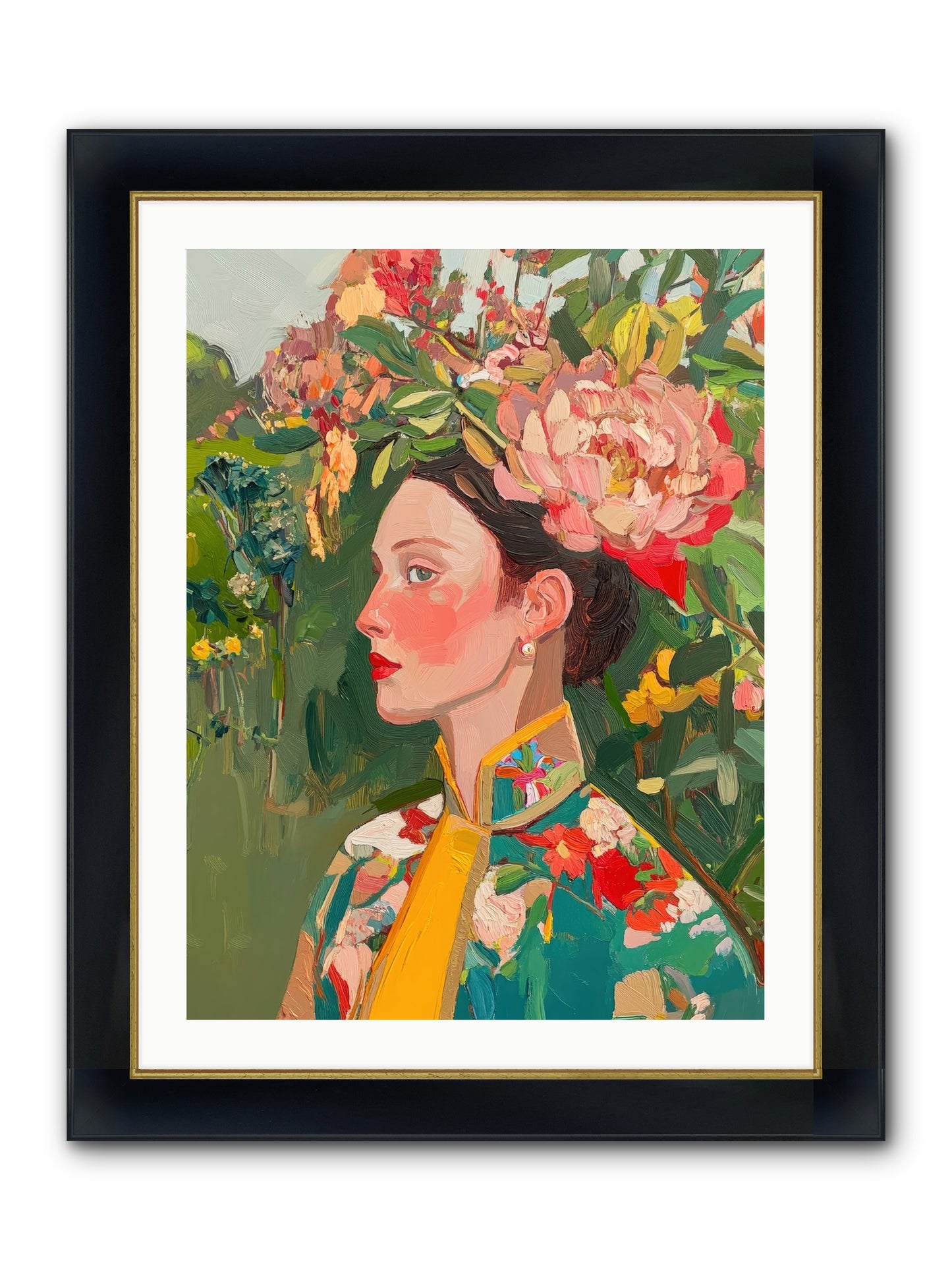 Calla Ravensong Framed Print - Wide Black w/Gold 24x32