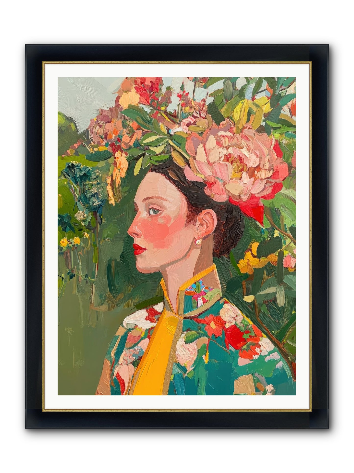 Calla Ravensong Framed Print - Wide Black w/Gold 36x48