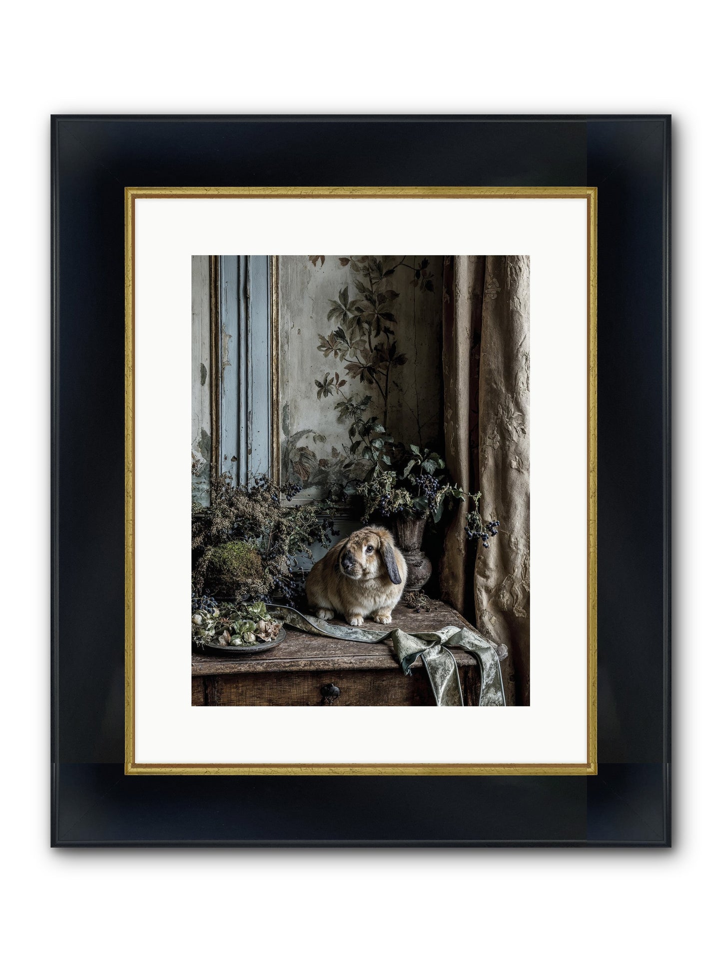 Cambria Framed Print - Wide Black w/Gold 12x16