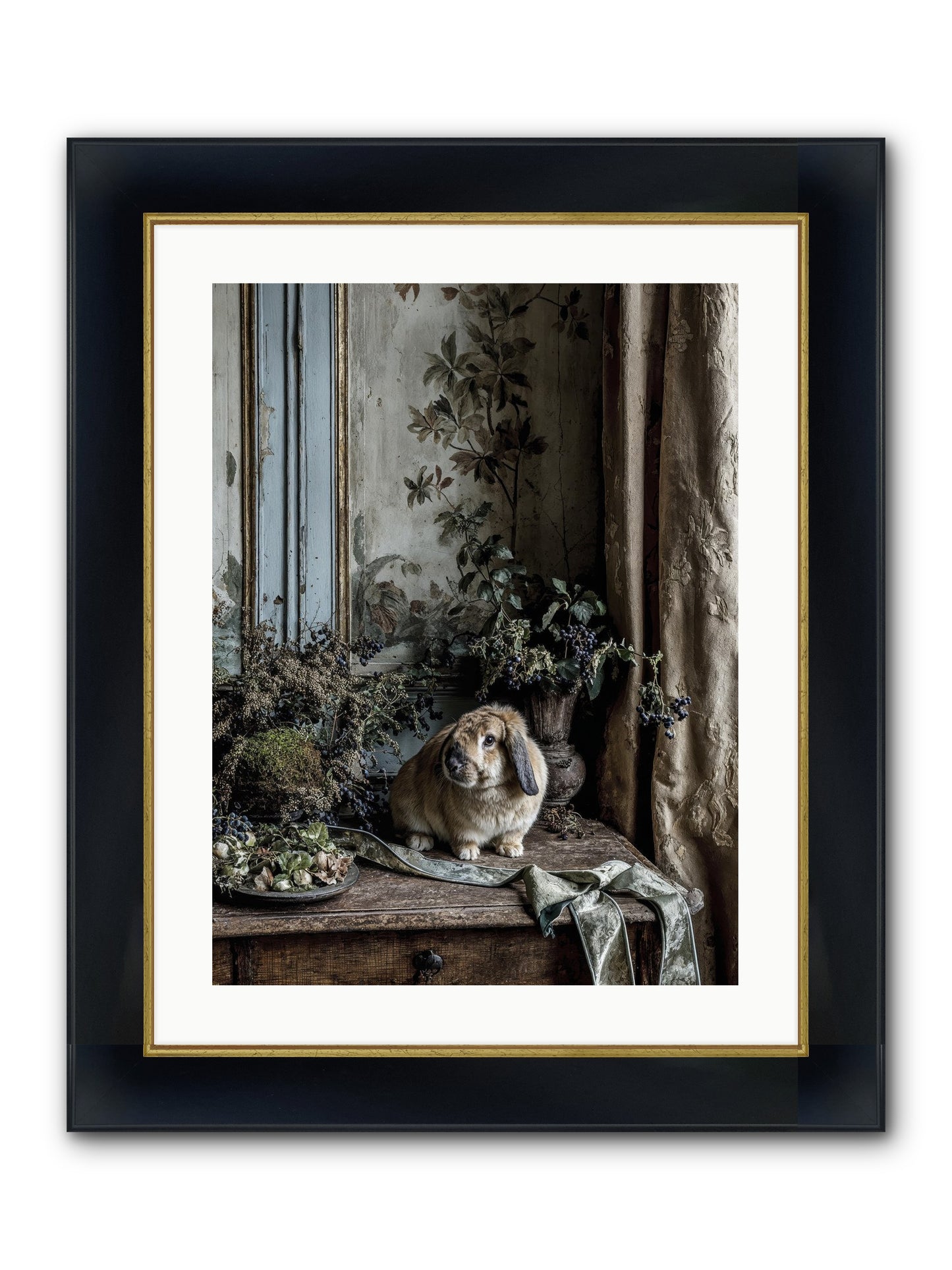 Cambria Framed Print - Wide Black w/Gold 18x24