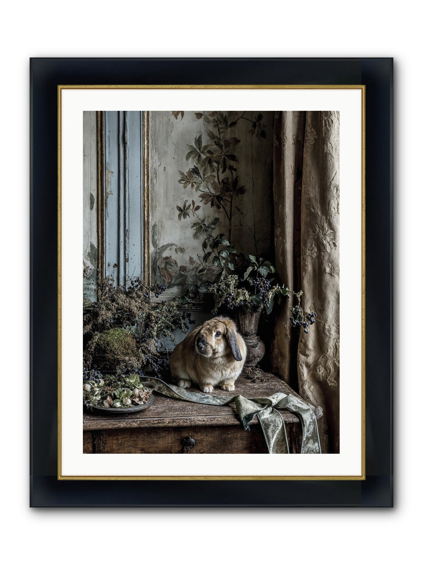 Cambria Framed Print - Wide Black w/Gold 24x32