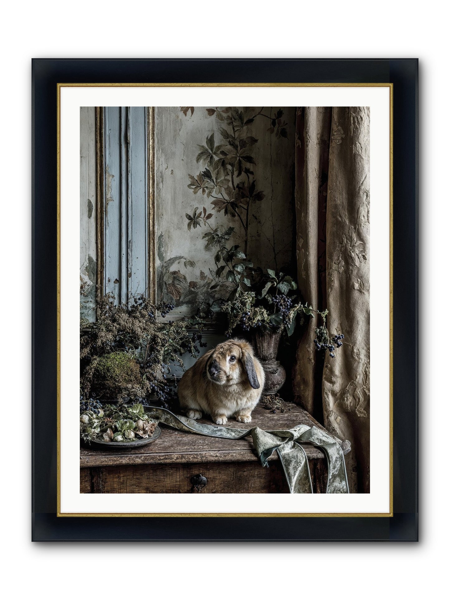 Cambria Framed Print - Wide Black w/Gold 30x40