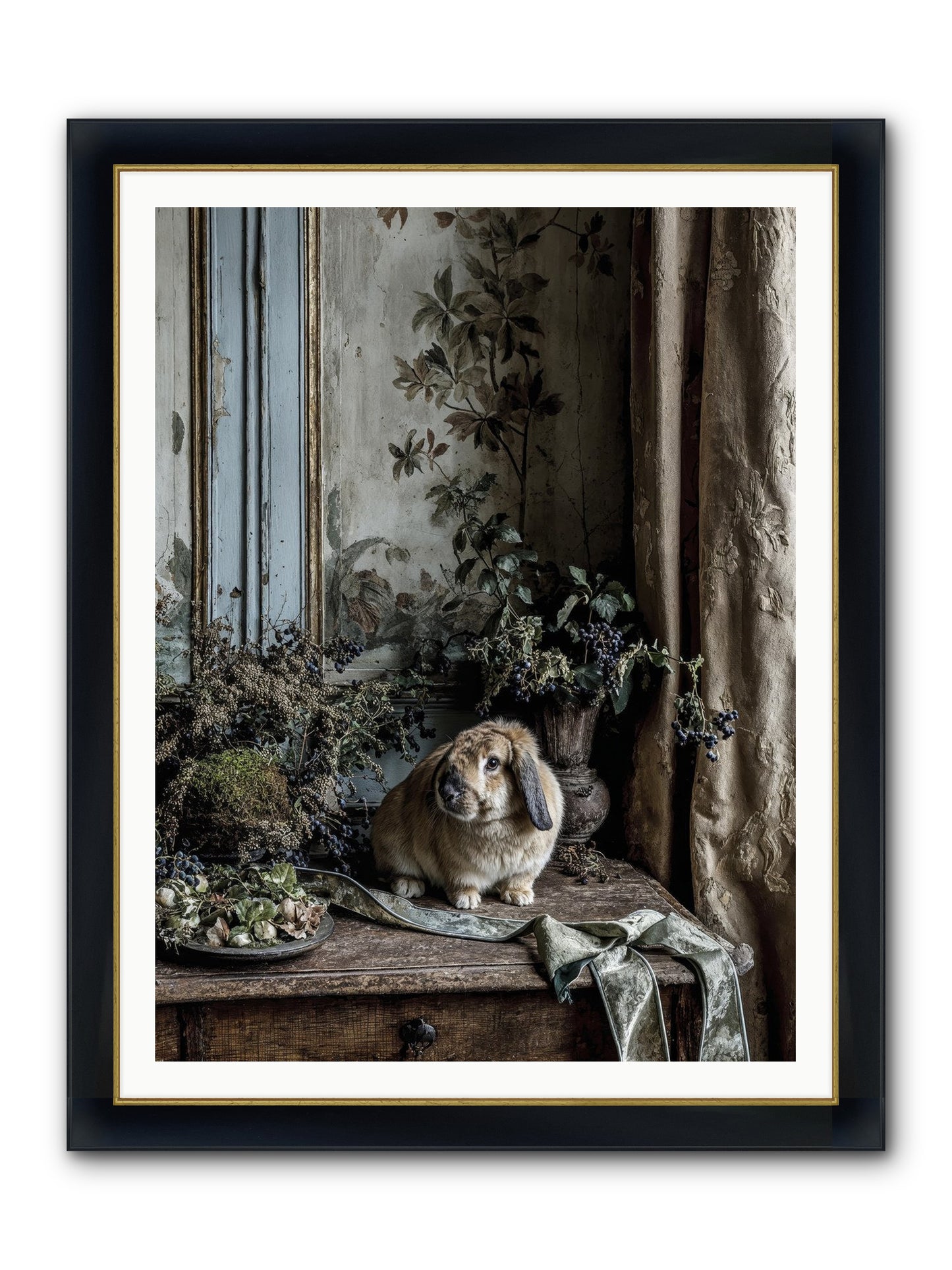 Cambria Framed Print - Wide Black w/Gold 36x48