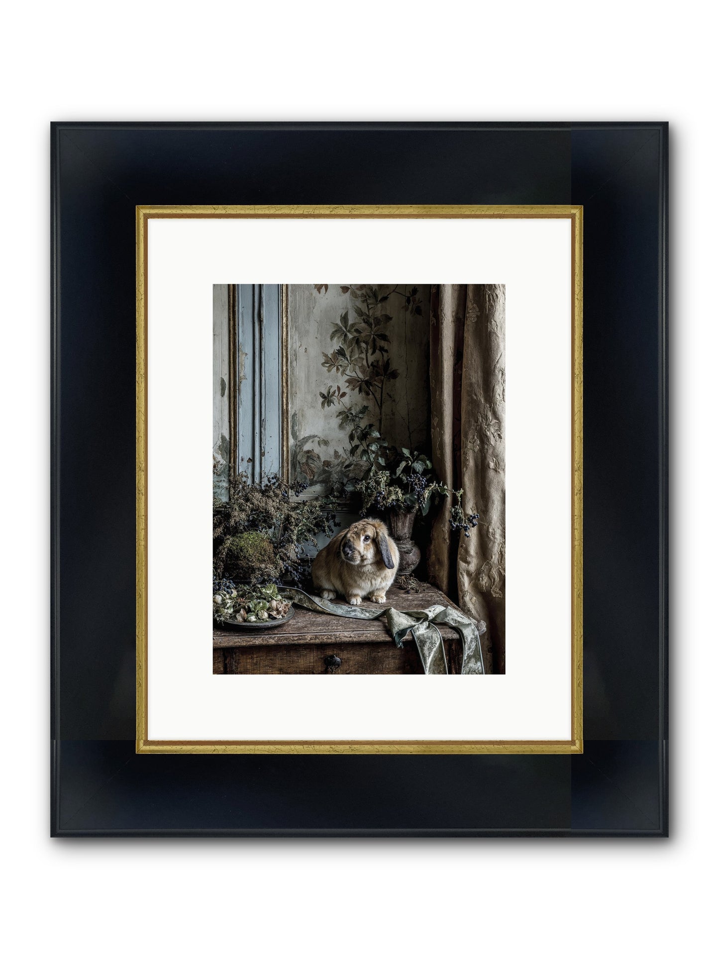 Cambria Framed Print - Wide Black w/Gold 9x12