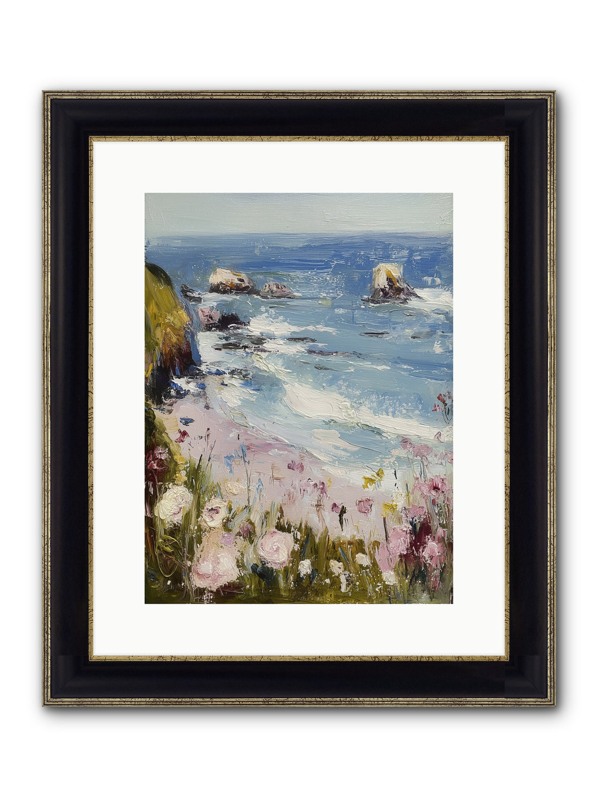 Capri Coves Framed Print - Black & Gold 12x16