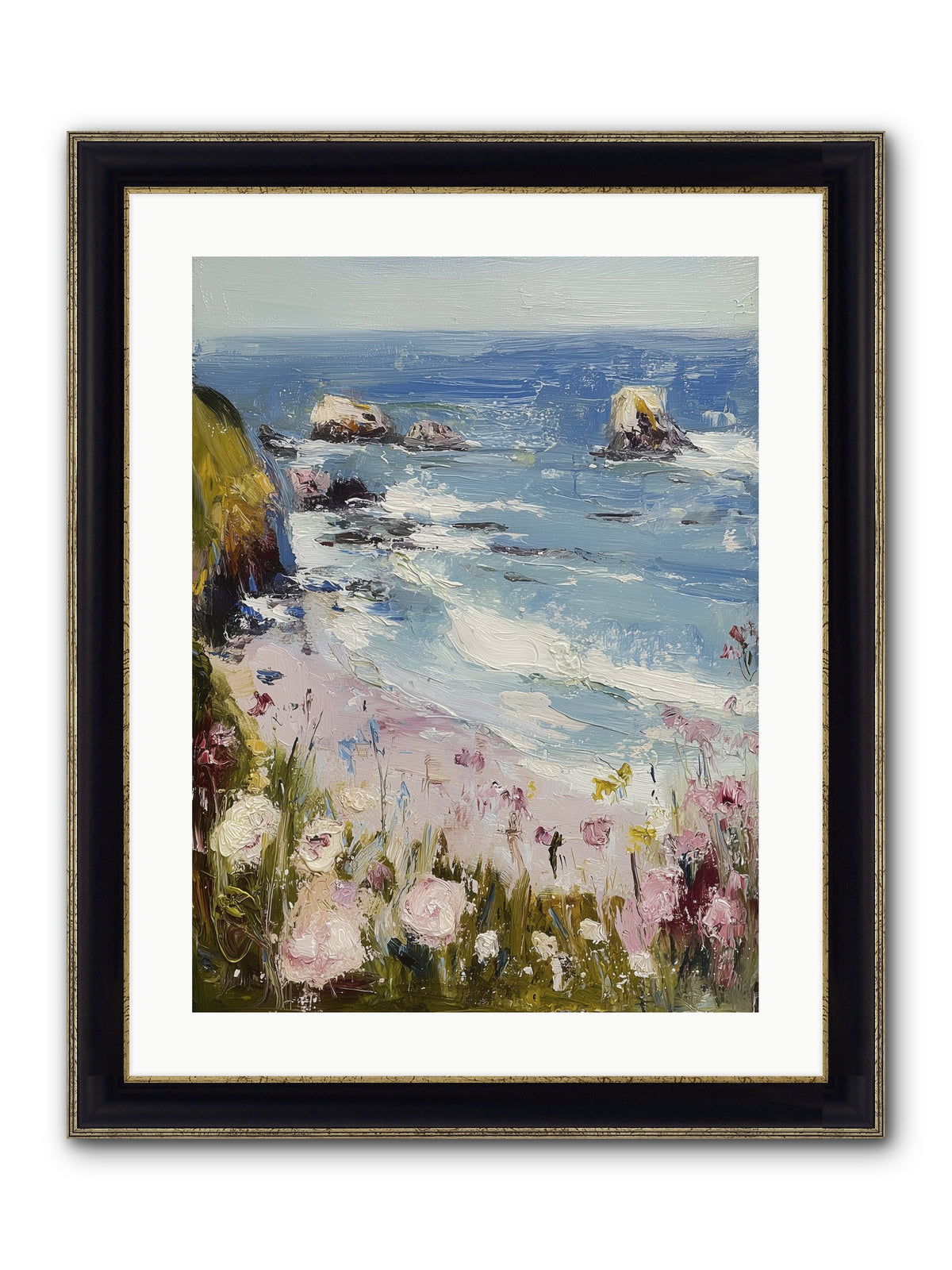 Capri Coves Framed Print - Black & Gold 18x24
