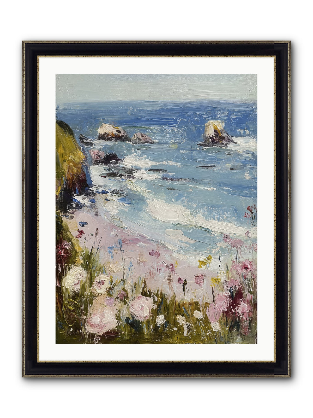 Capri Coves Framed Print - Black & Gold 24x32