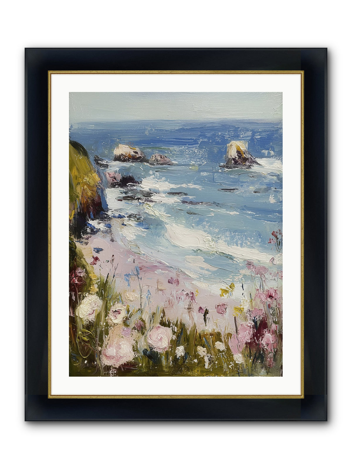 Capri Coves Framed Print - Wide Black w/Gold 24x32