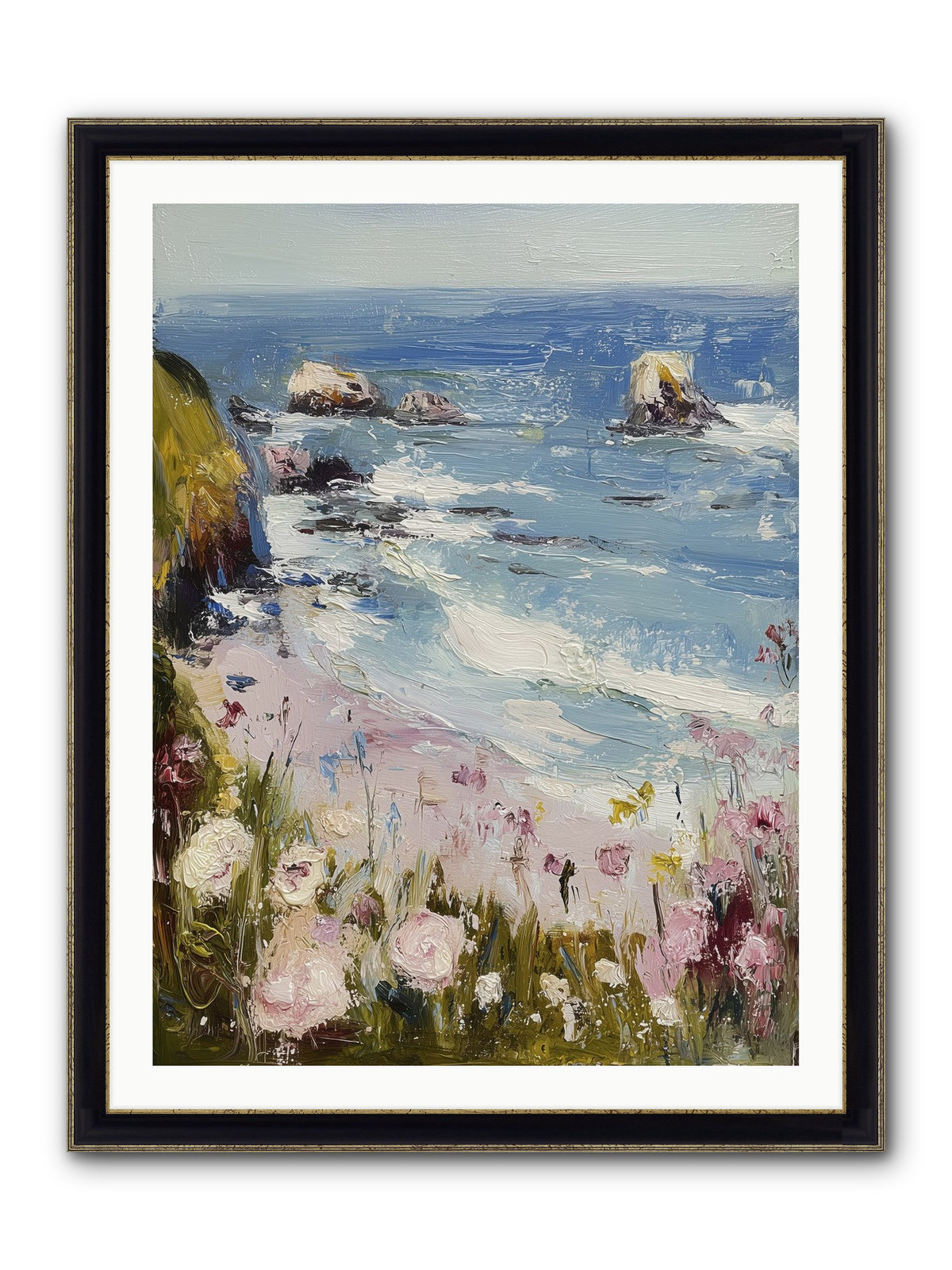 Capri Coves Framed Print - Black & Gold 30x40