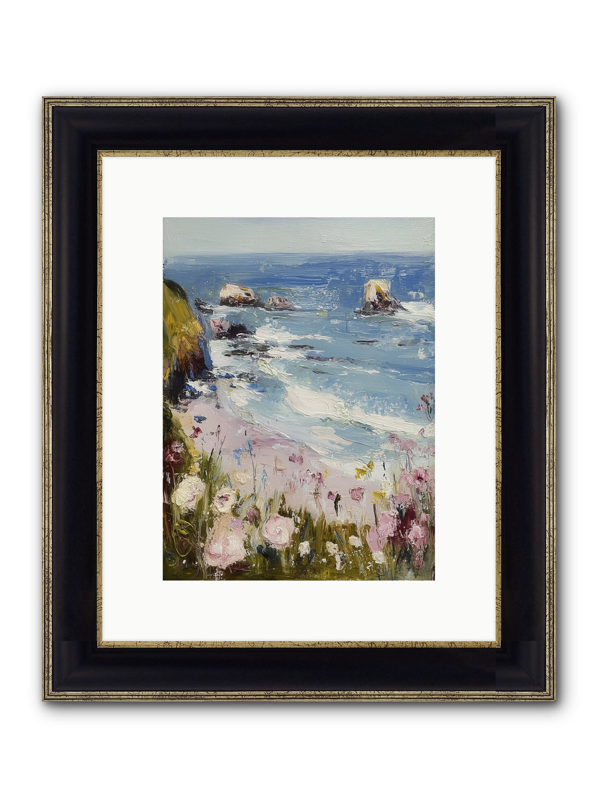 Capri Coves Framed Print - Black & Gold 9x12