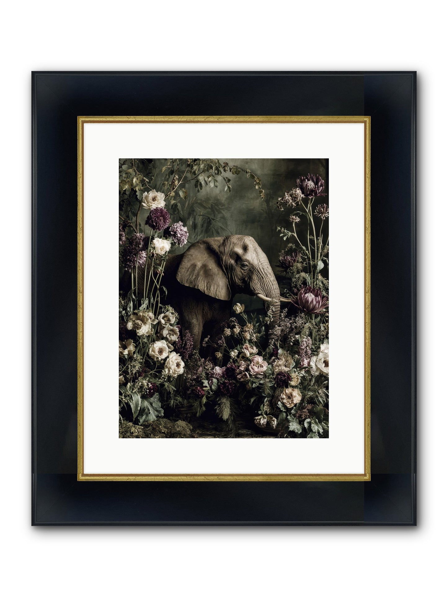 Caprice Framed Print - Wide Black w/Gold 12x16