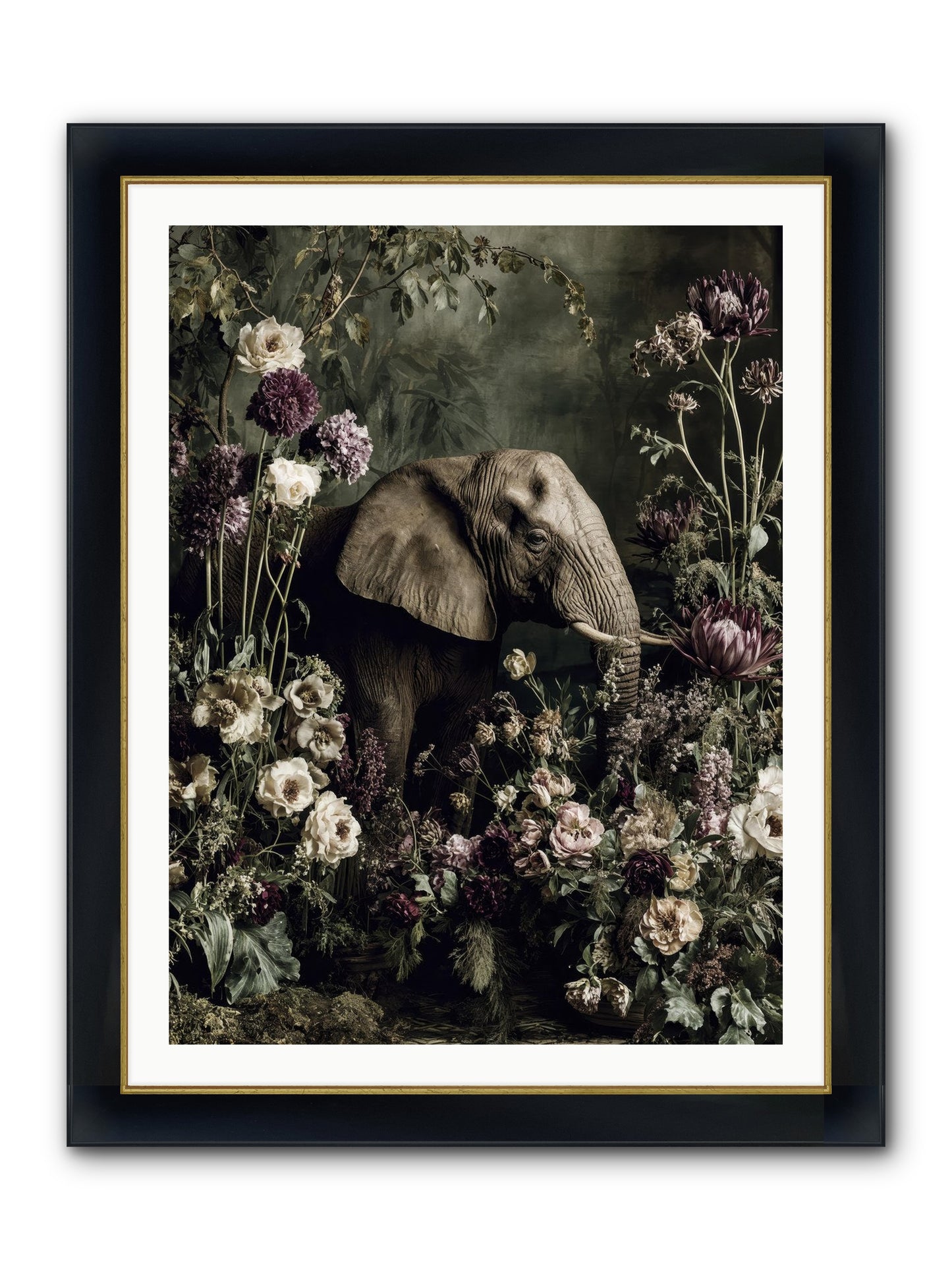 Caprice Framed Print - Wide Black w/Gold 30x40