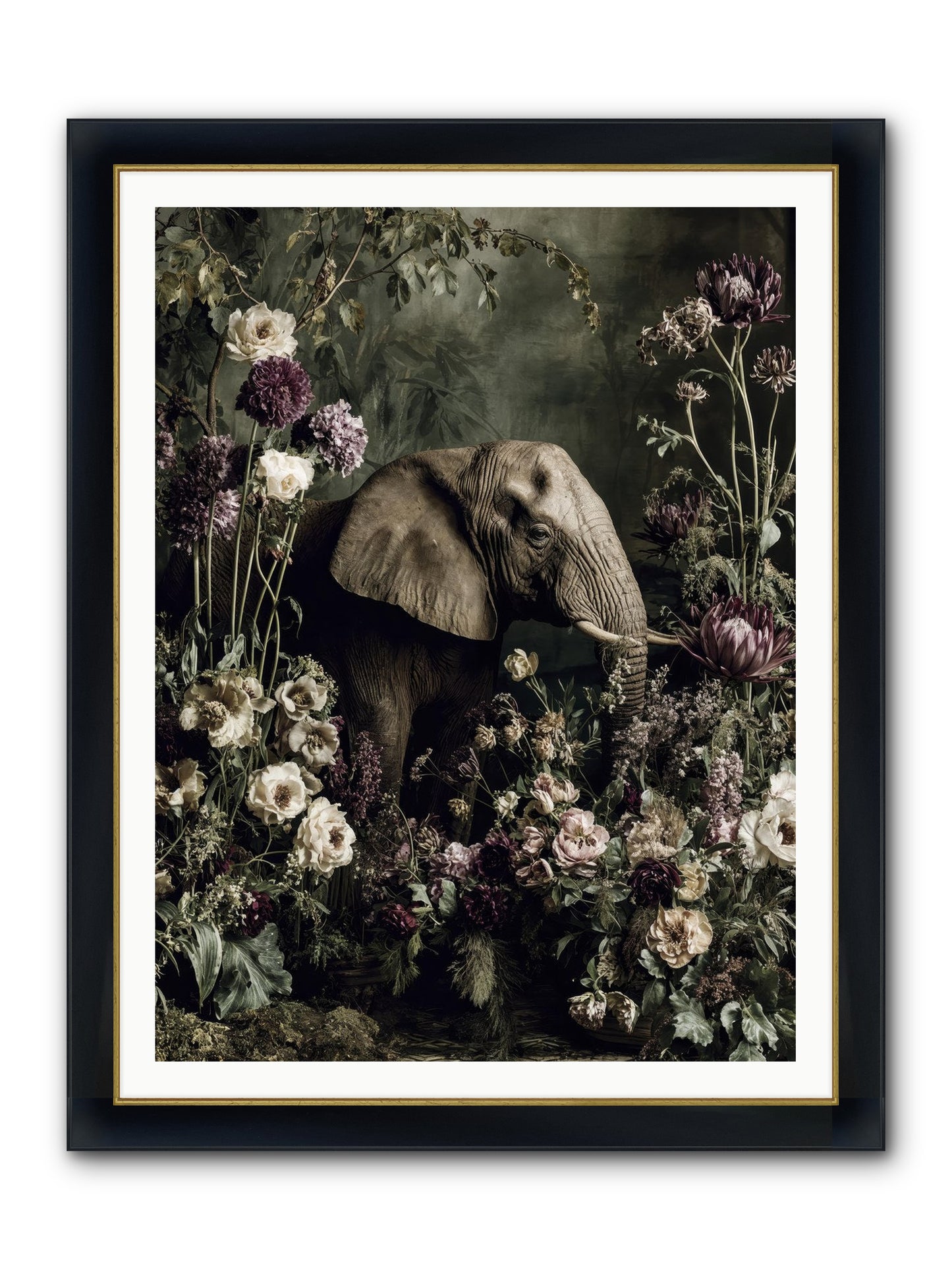 Caprice Framed Print - Wide Black w/Gold 36x48