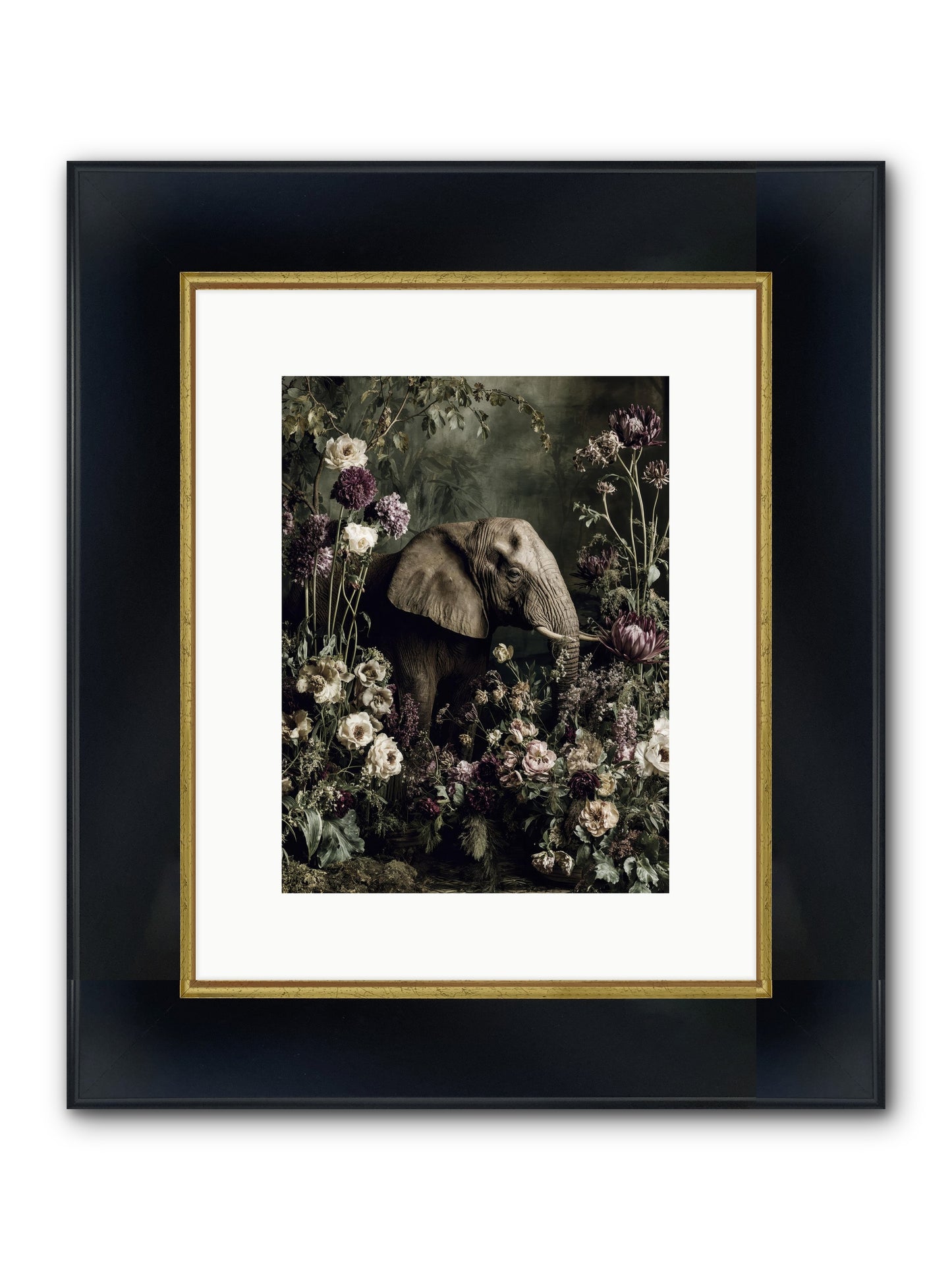Caprice Framed Print - Wide Black w/Gold 9x12