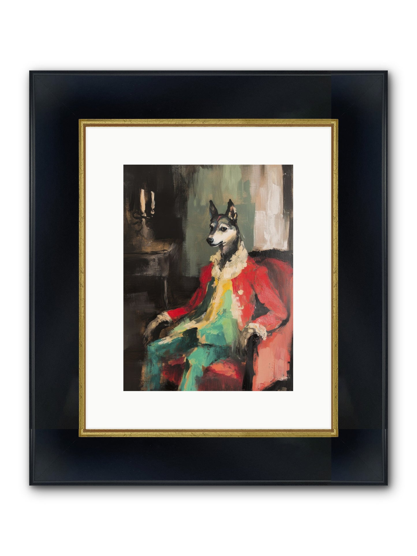 Captain Waffle Framed Print - Wide Black w/Gold 9x12