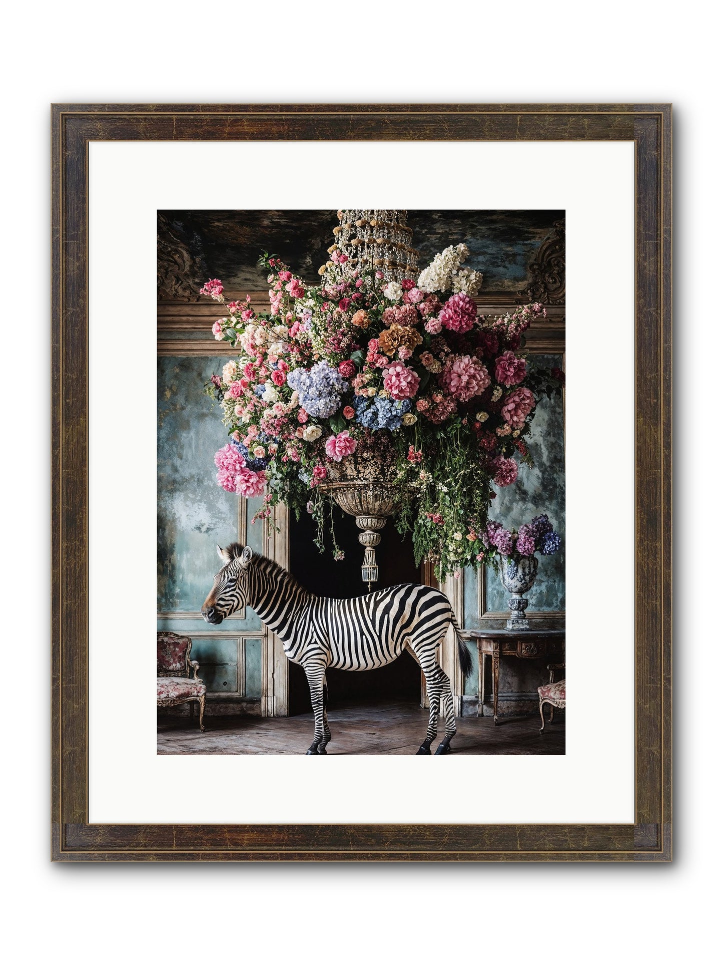 Captured By Petals Framed Print - Slimwoods Black/Gold 12x16