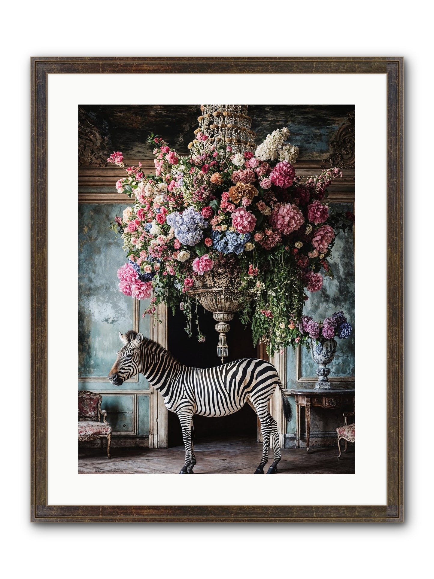 Captured By Petals Framed Print - Slimwoods Black/Gold 18x24