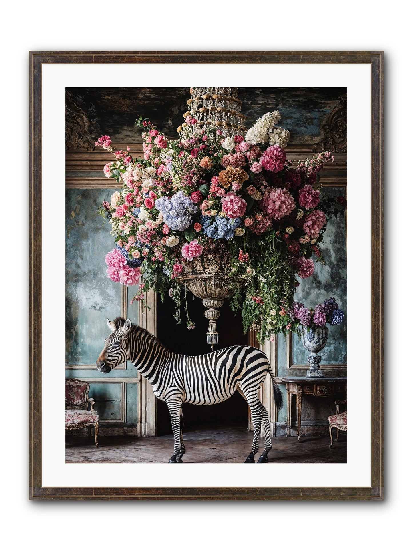 Captured By Petals Framed Print - Slimwoods Black/Gold 24x32