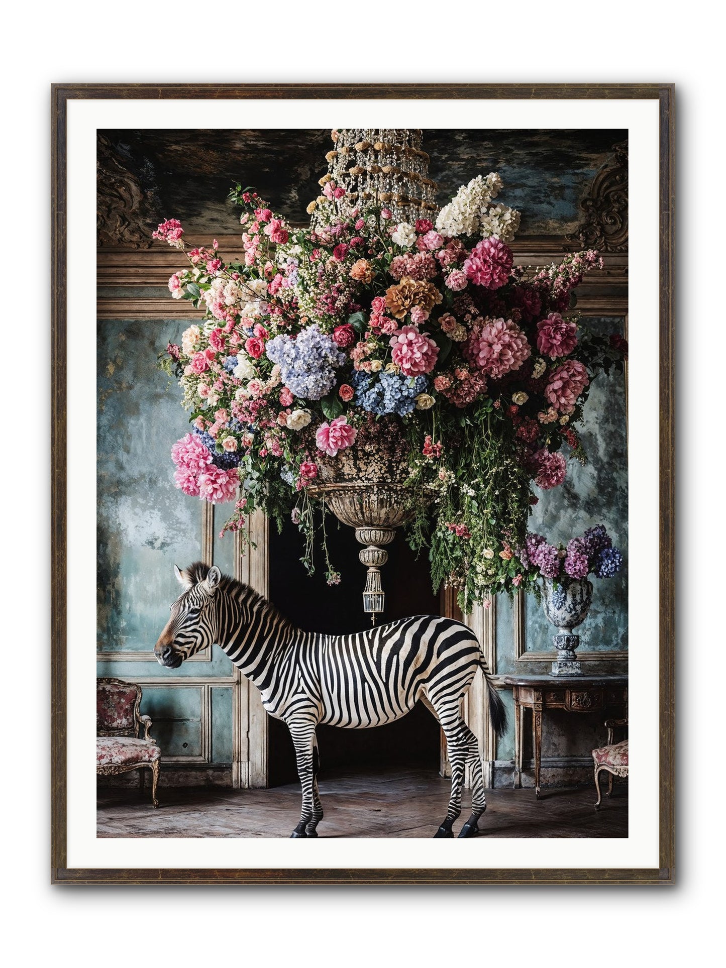 Captured By Petals Framed Print - Slimwoods Black/Gold 36x48