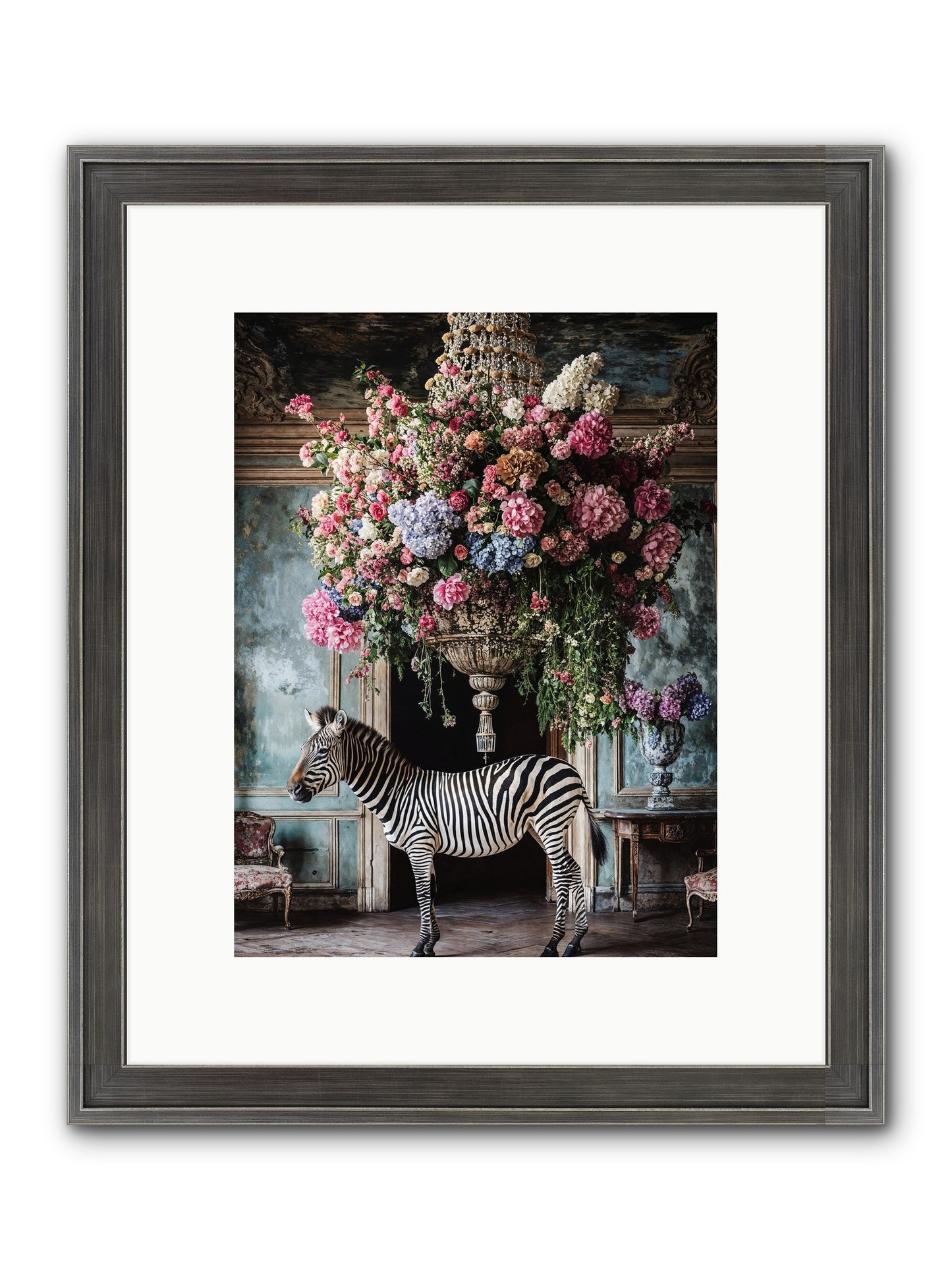 Captured By Petals Framed Print - Slimwoods Black/Silver 9x12