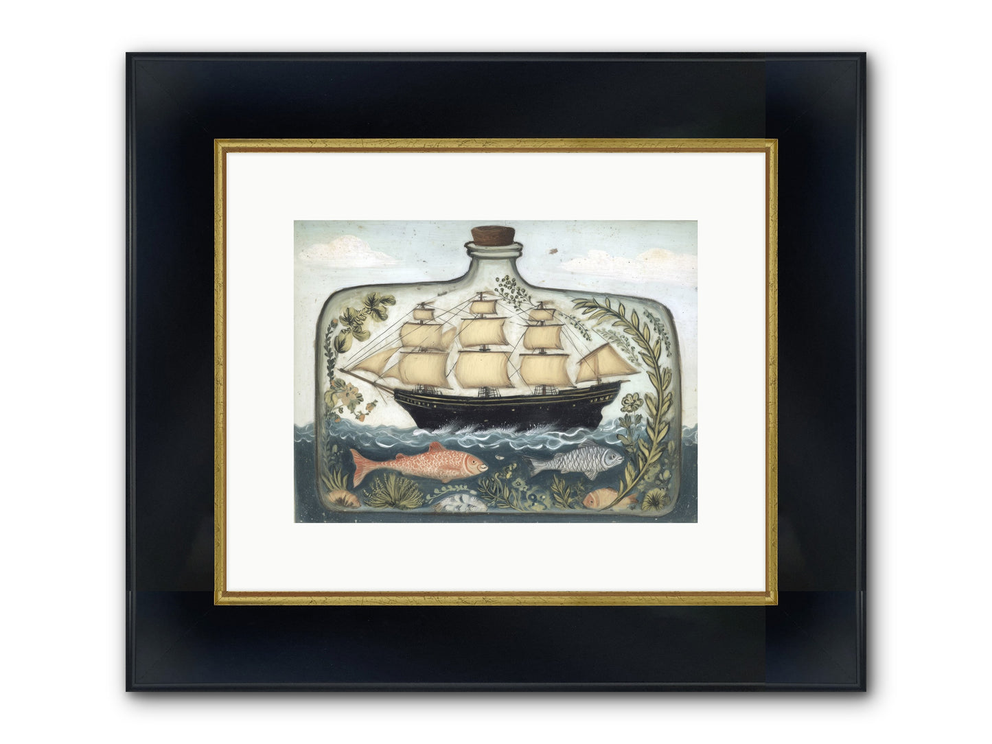 Captured Essence Framed Print - Wide Black w/Gold 12x9
