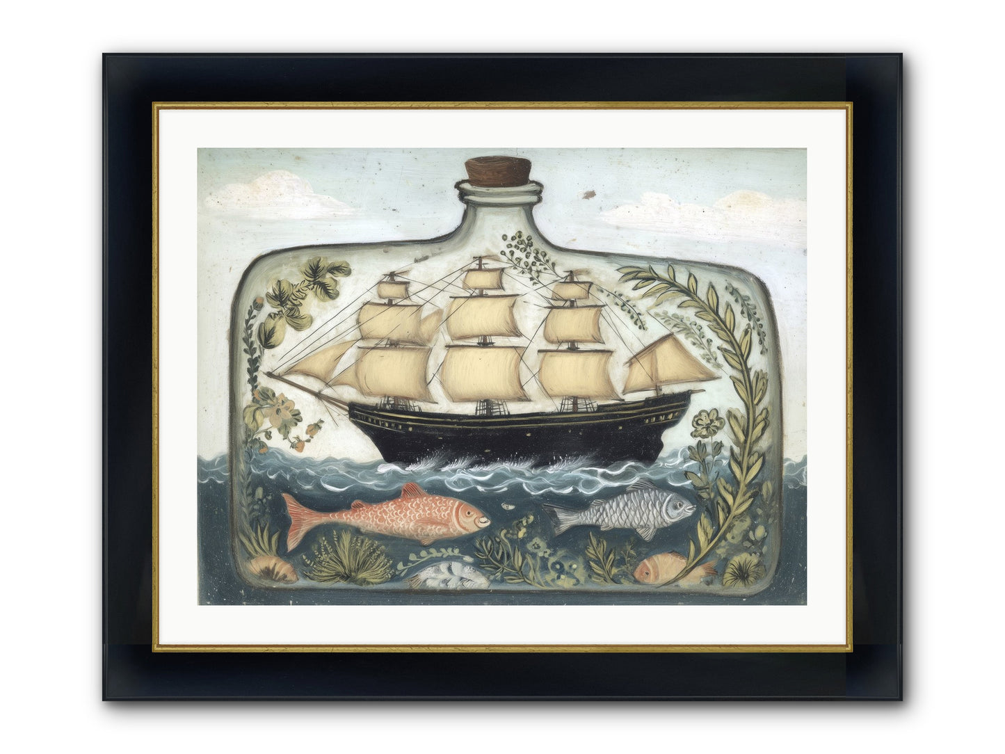 Captured Essence Framed Print - Wide Black w/Gold 32x24