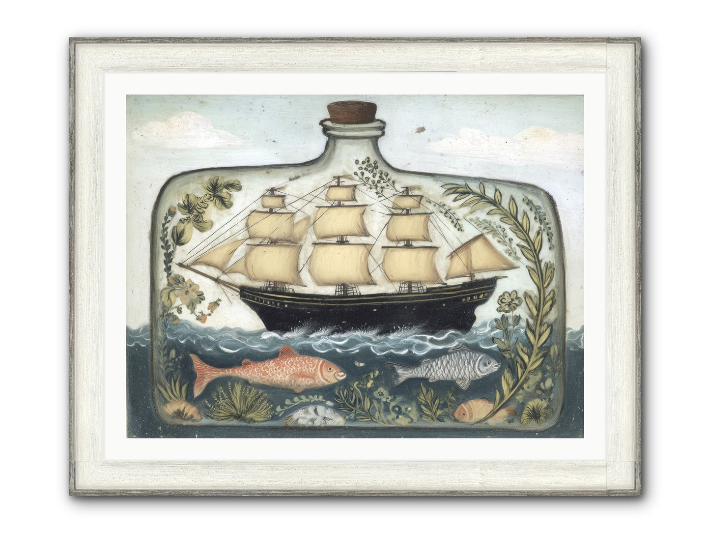 Captured Essence Framed Print - Driftwood White 40x30