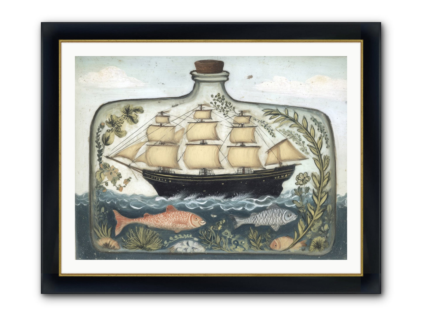 Captured Essence Framed Print - Wide Black w/Gold 40x30
