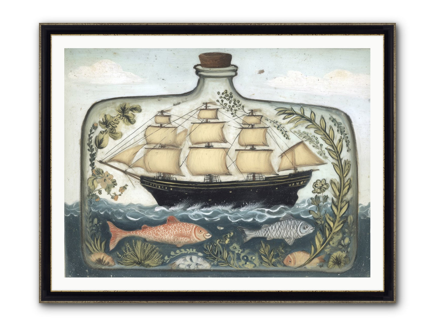 Captured Essence Framed Print - Black & Gold 48x36