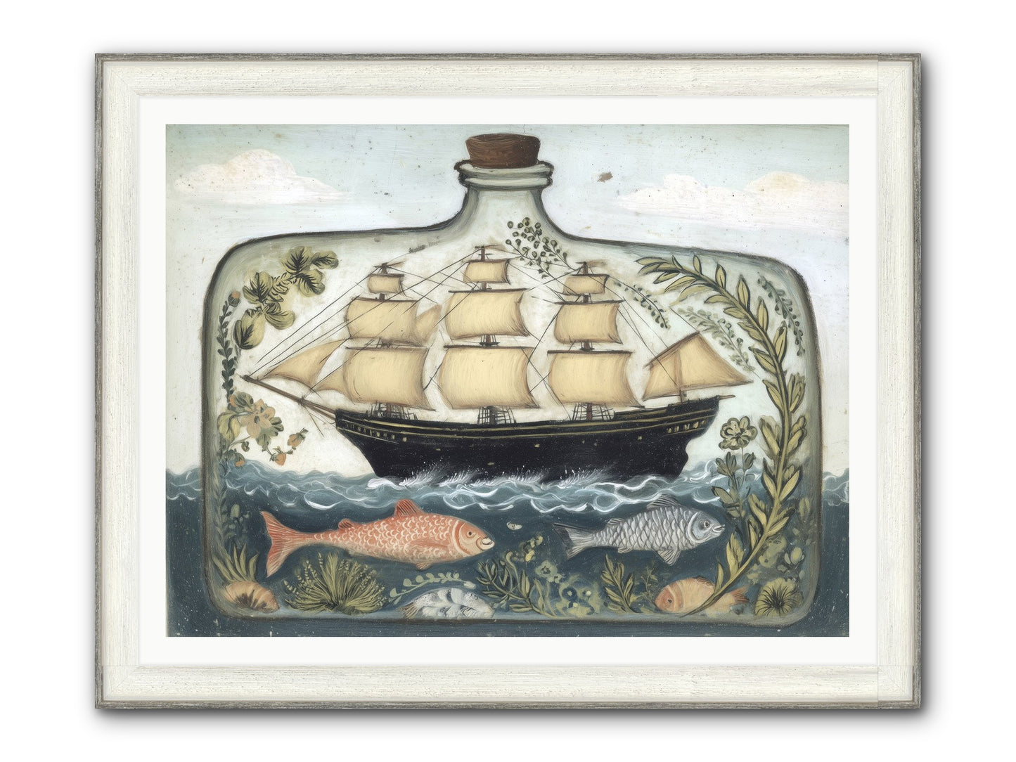 Captured Essence Framed Print - Driftwood White 48x36