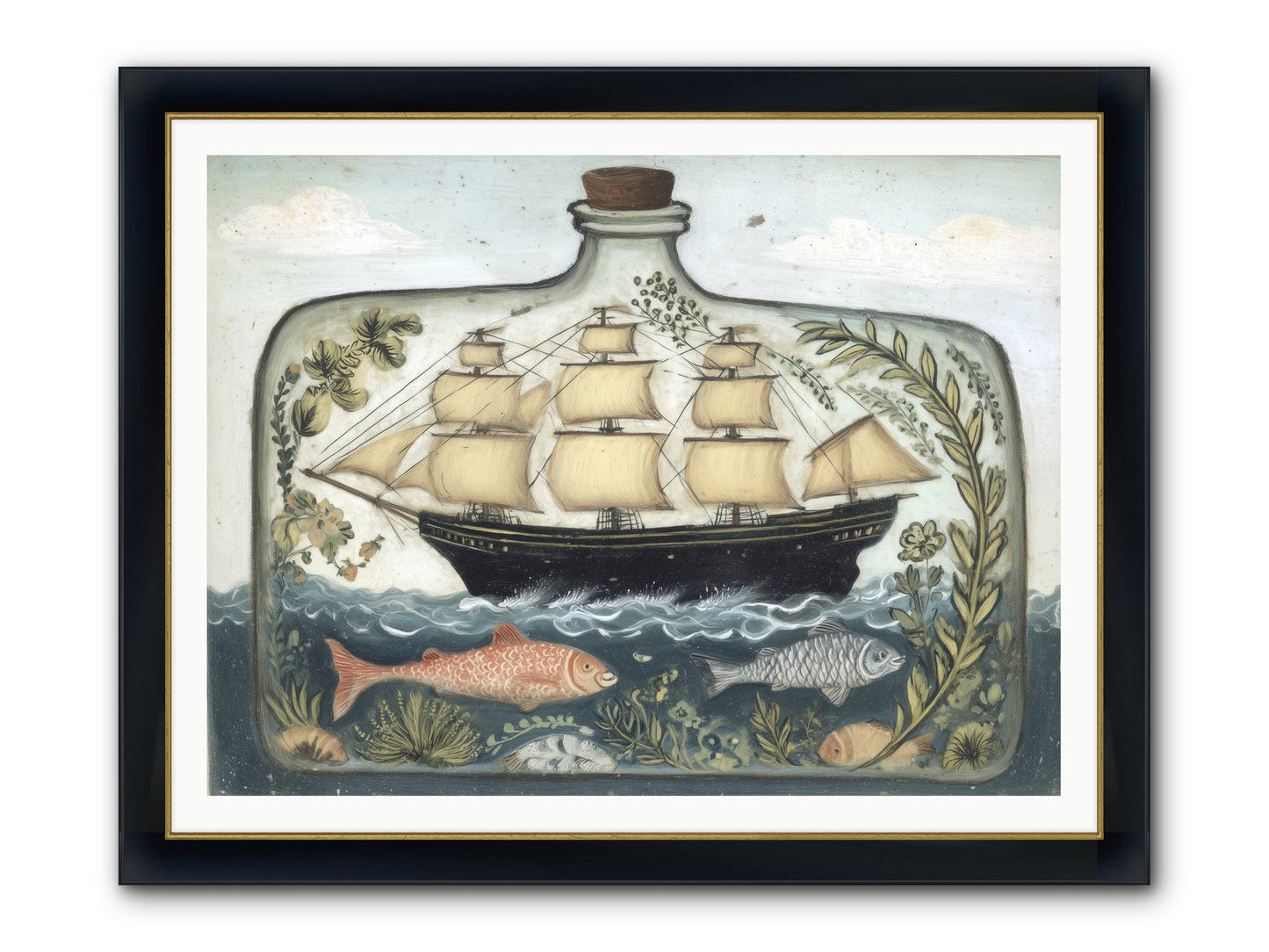 Captured Essence Framed Print - Wide Black w/Gold 48x36