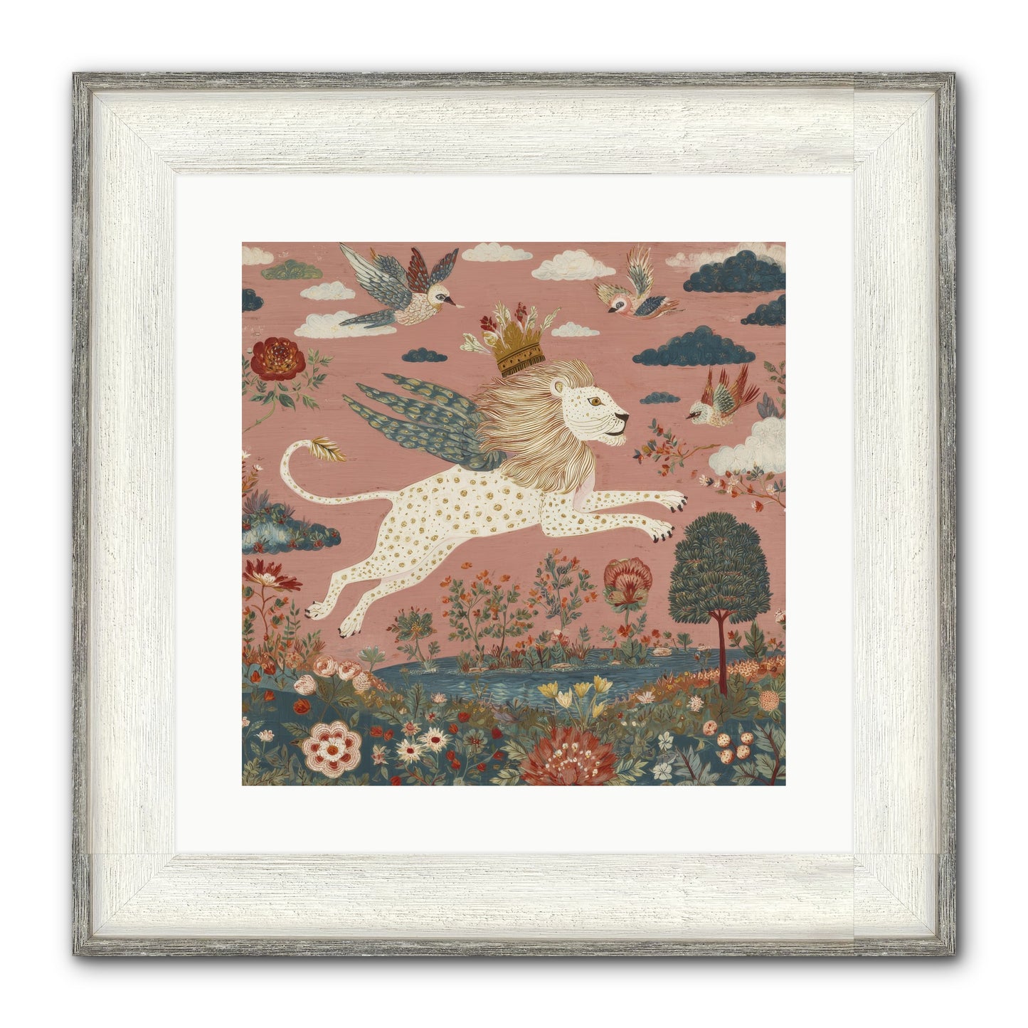 Cashmere Circus Framed Print - Driftwood White 16x16