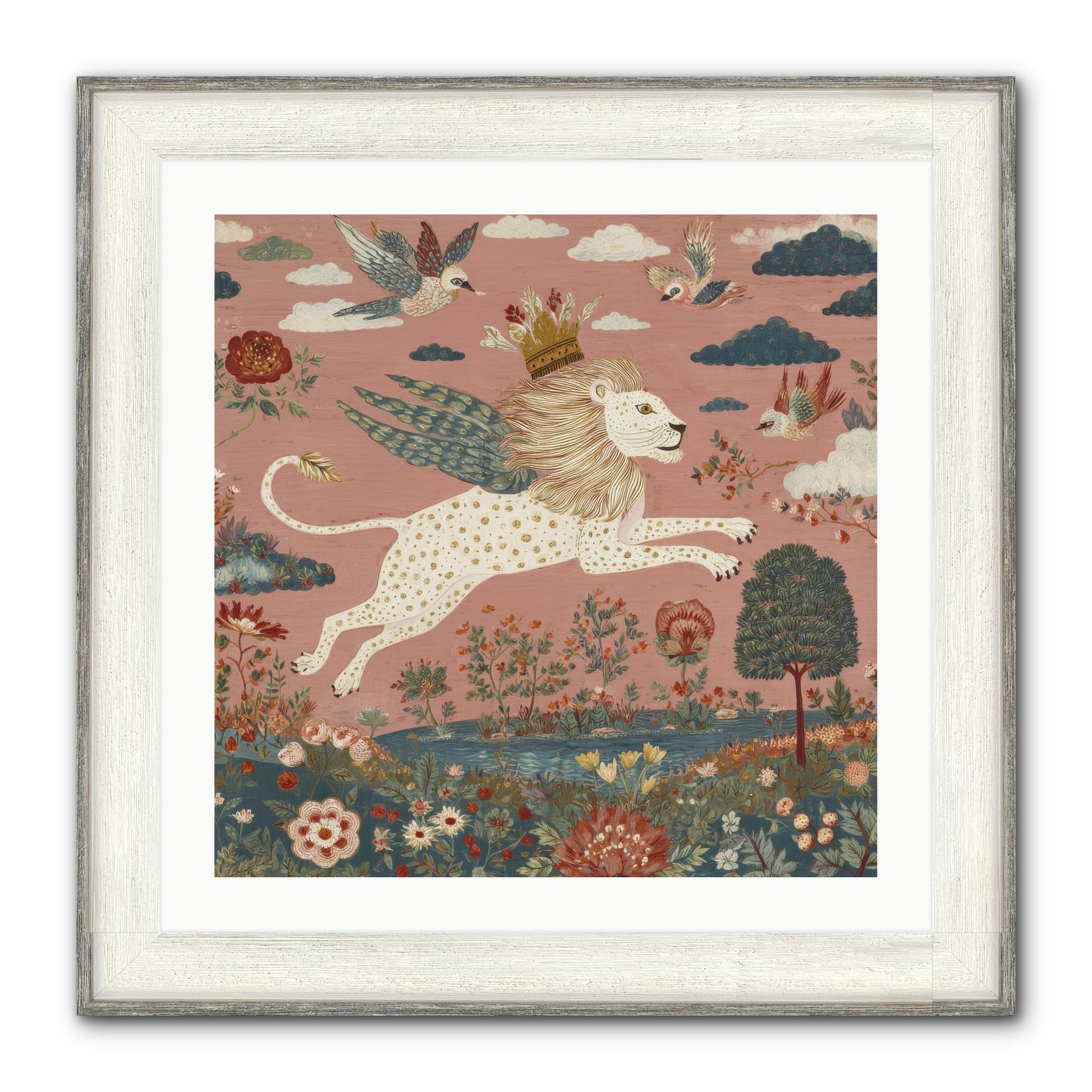Cashmere Circus Framed Print - Driftwood White 24x24
