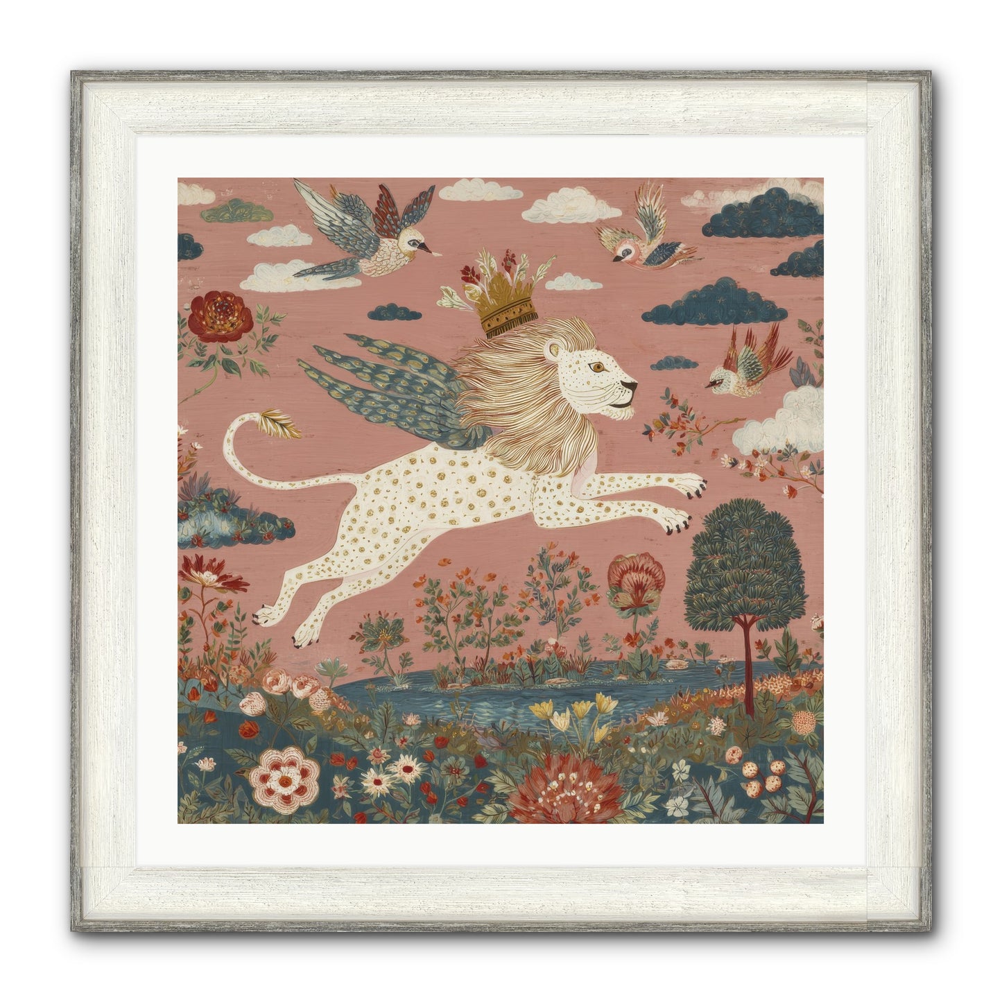 Cashmere Circus Framed Print - Driftwood White 30x30