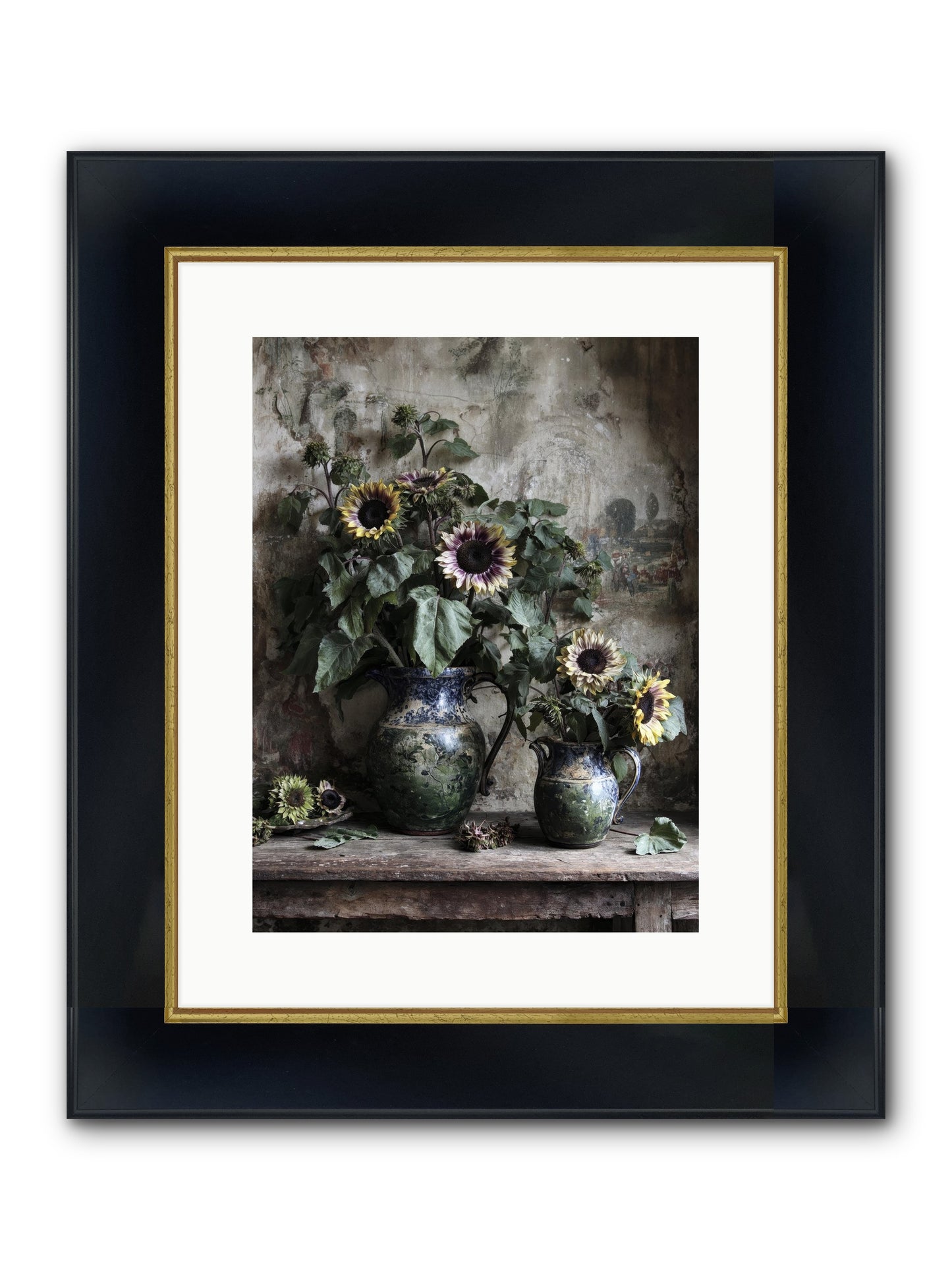 Catching Butterflies Framed Print - Wide Black w/Gold 12x16