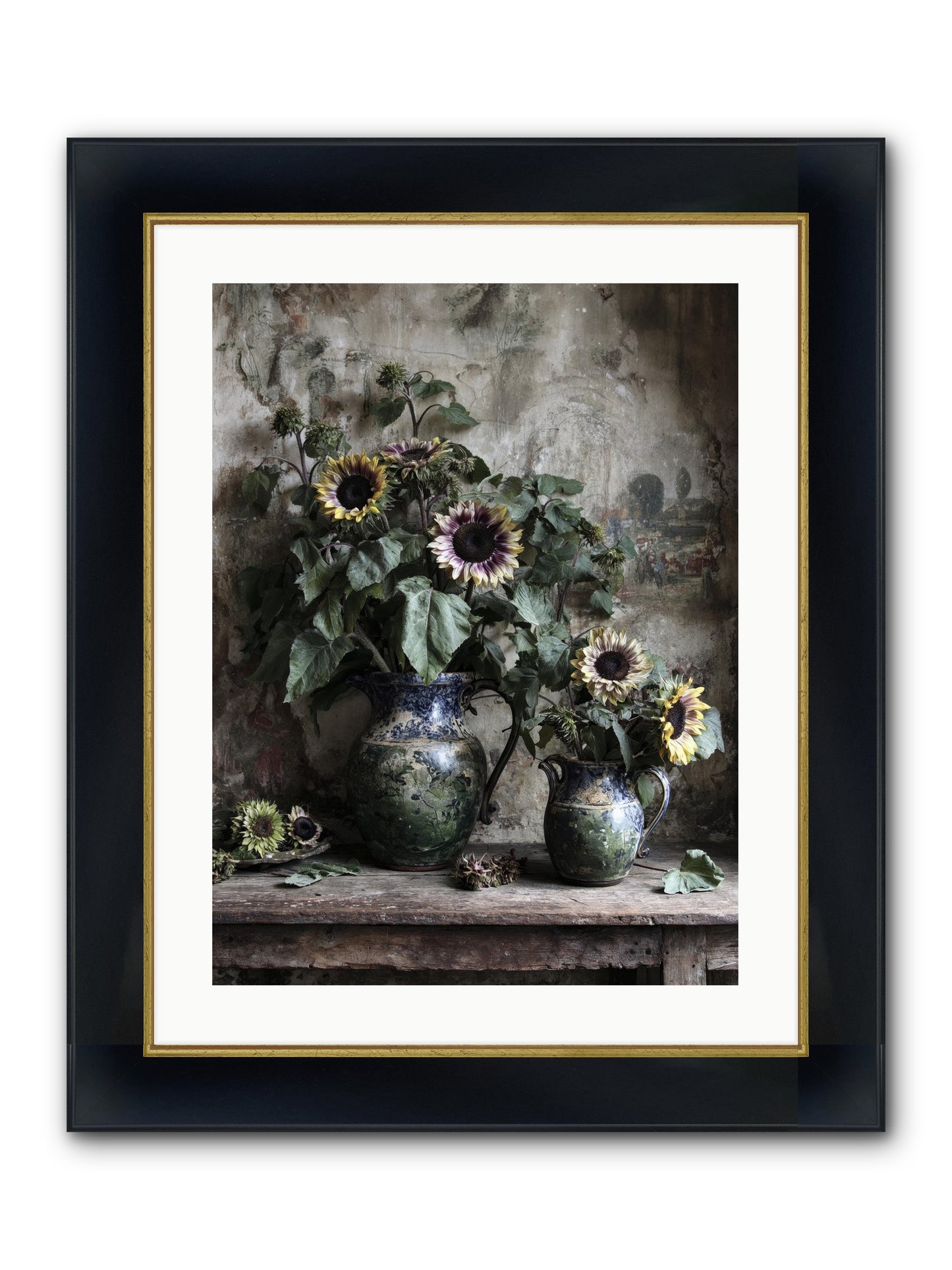 Catching Butterflies Framed Print - Wide Black w/Gold 18x24