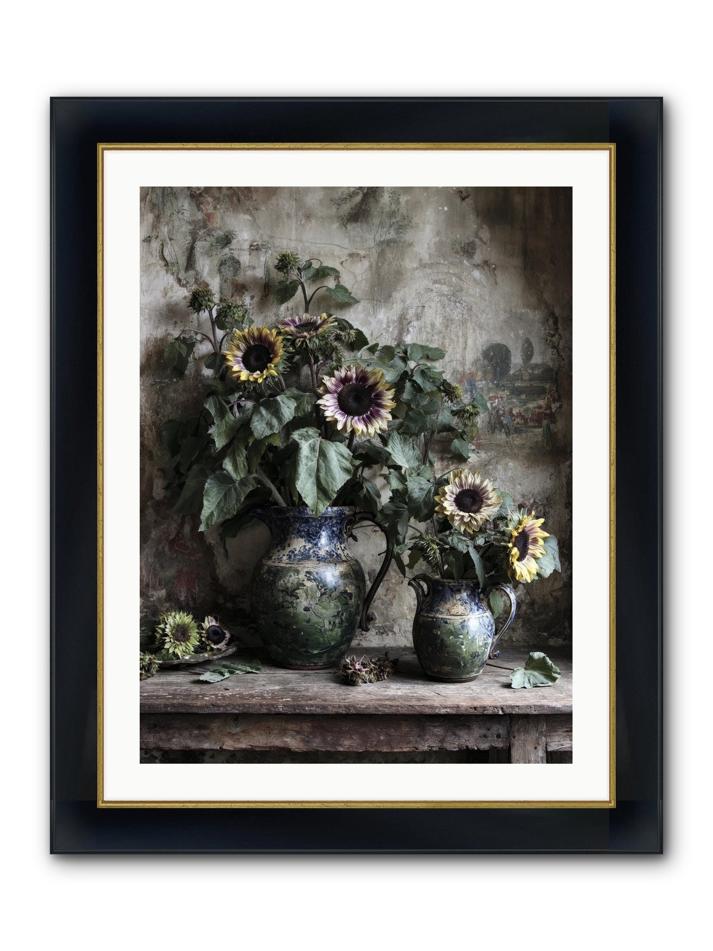 Catching Butterflies Framed Print - Wide Black w/Gold 24x32