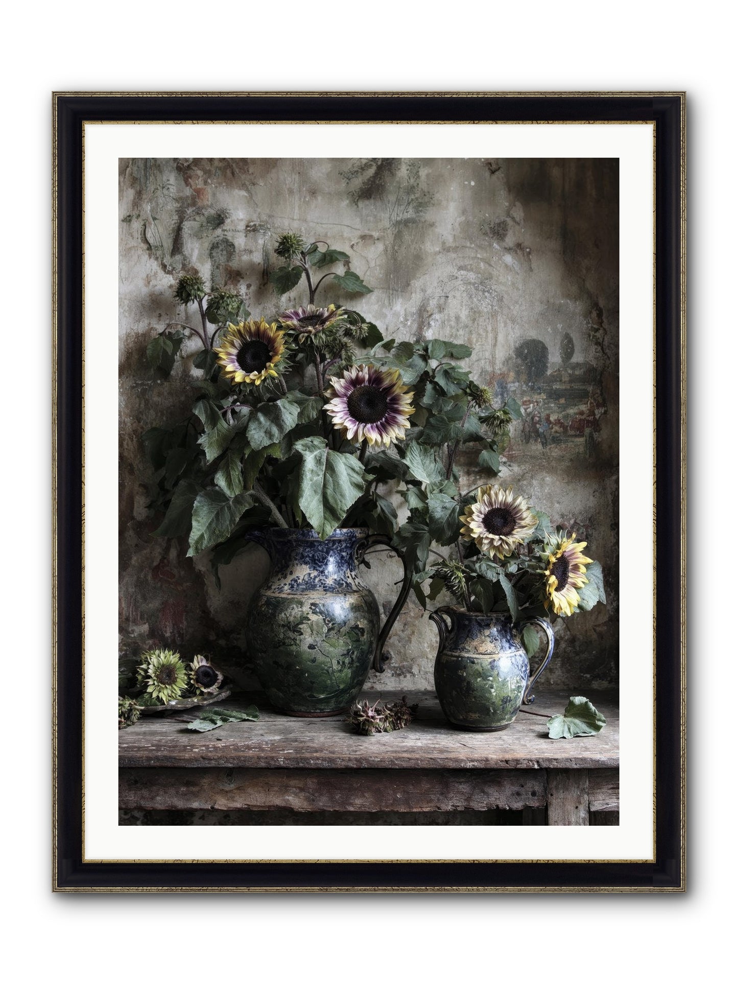 Catching Butterflies Framed Print - Black & Gold 30x40
