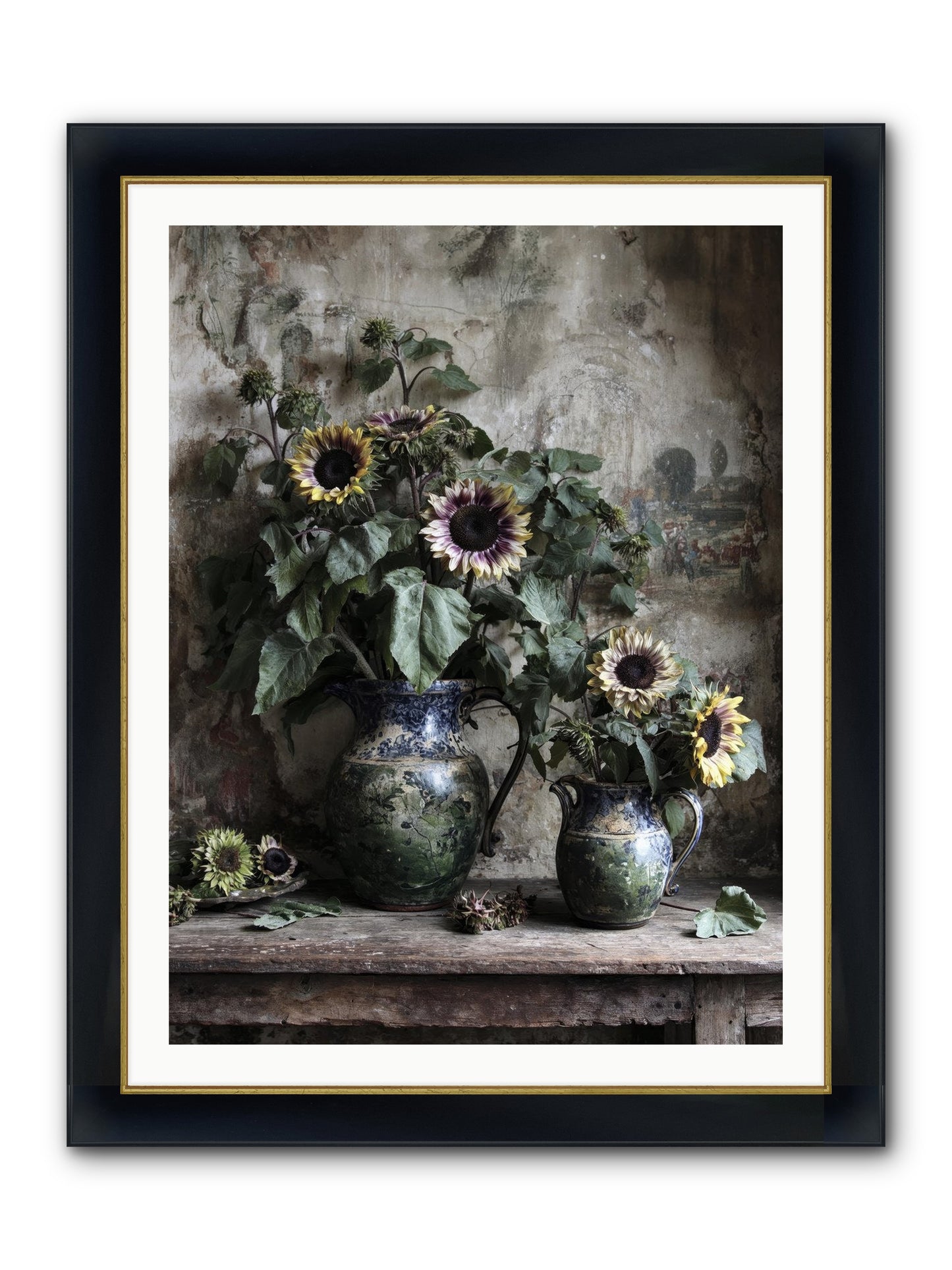Catching Butterflies Framed Print - Wide Black w/Gold 30x40