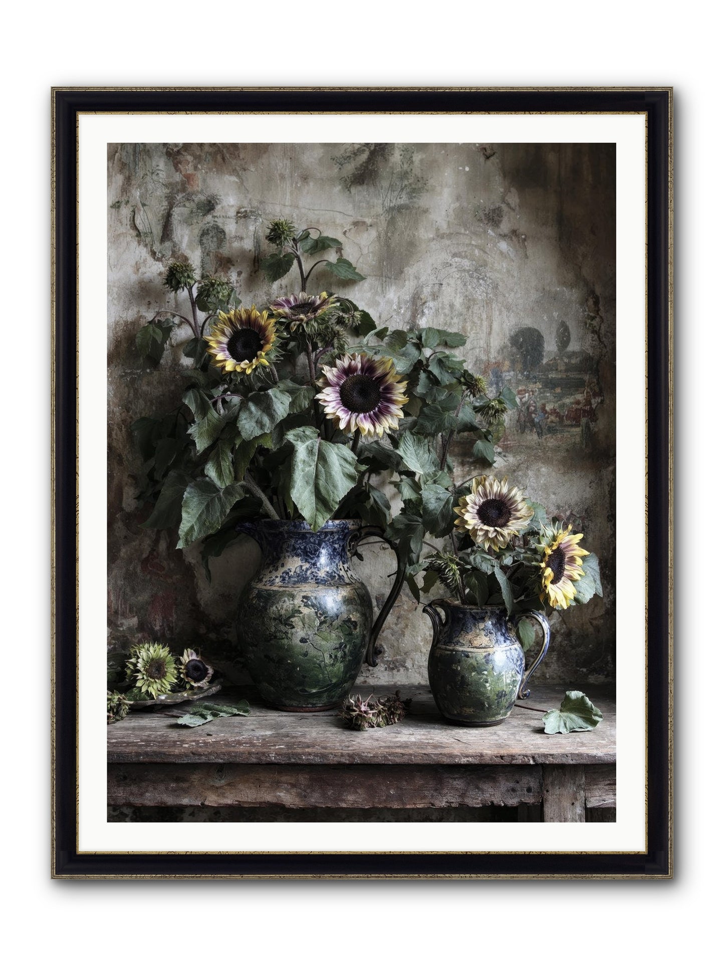 Catching Butterflies Framed Print - Black & Gold 36x48