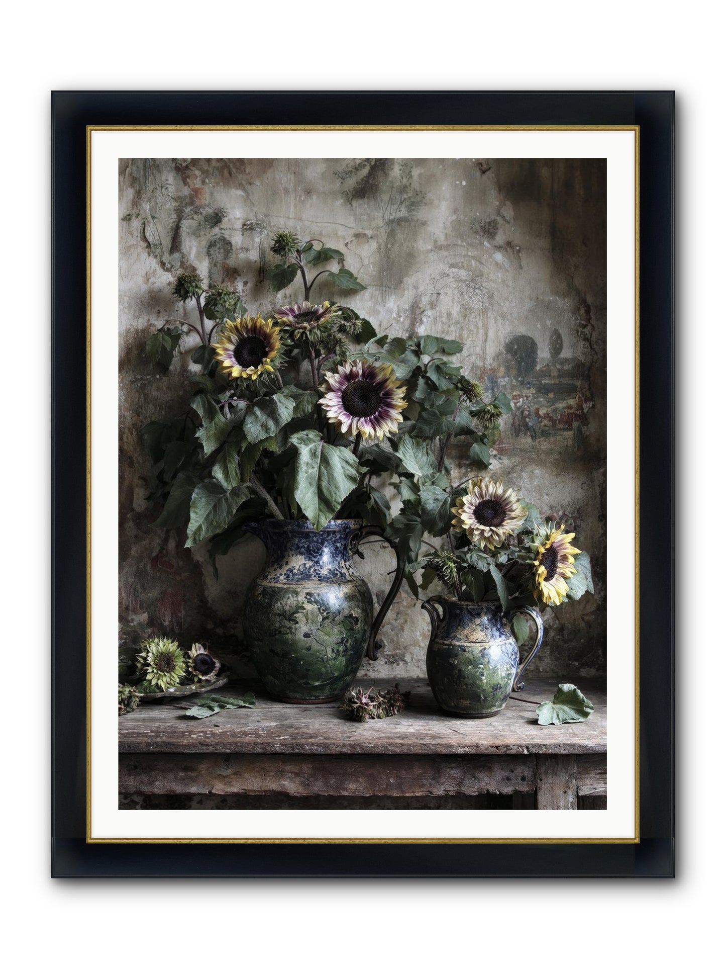 Catching Butterflies Framed Print - Wide Black w/Gold 36x48