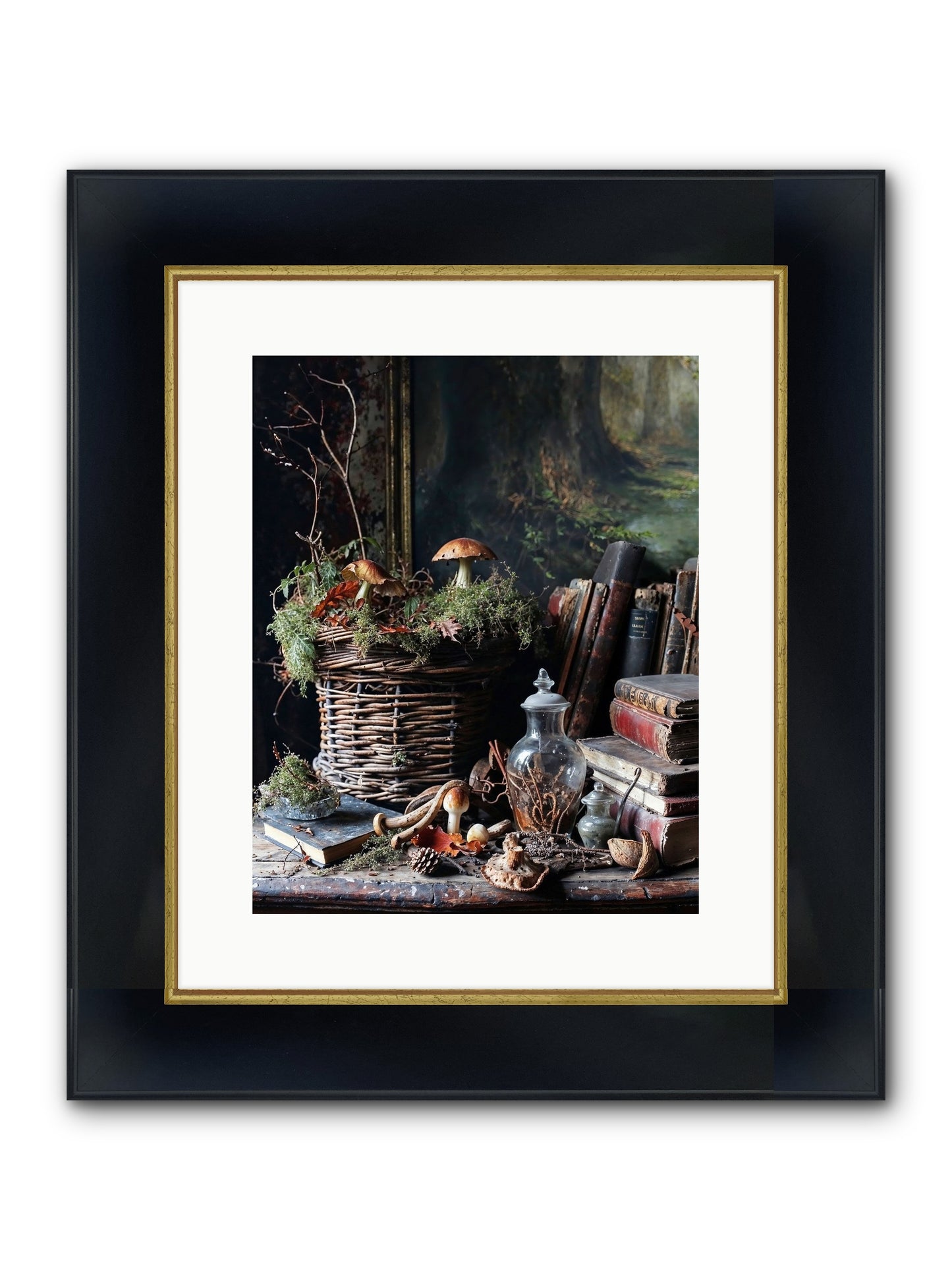 Cathartic Rendering Framed Print - Wide Black w/Gold 12x15
