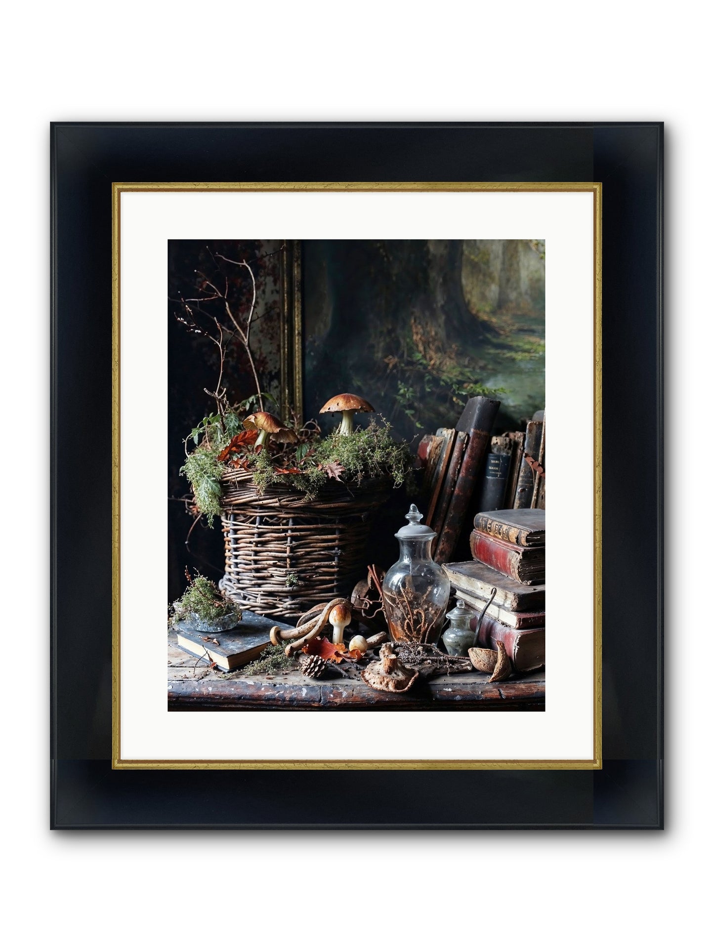 Cathartic Rendering Framed Print - Wide Black w/Gold 16x20