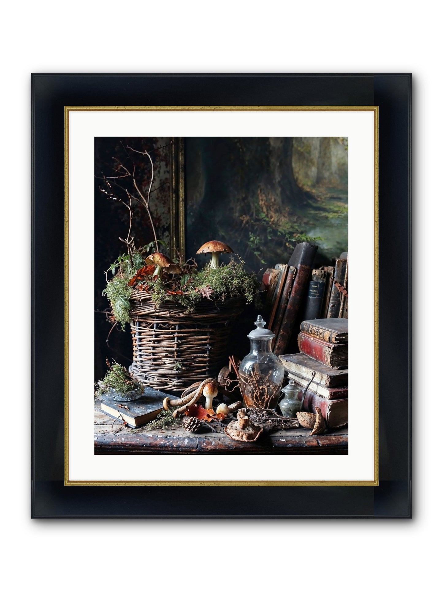 Cathartic Rendering Framed Print - Wide Black w/Gold 20x25